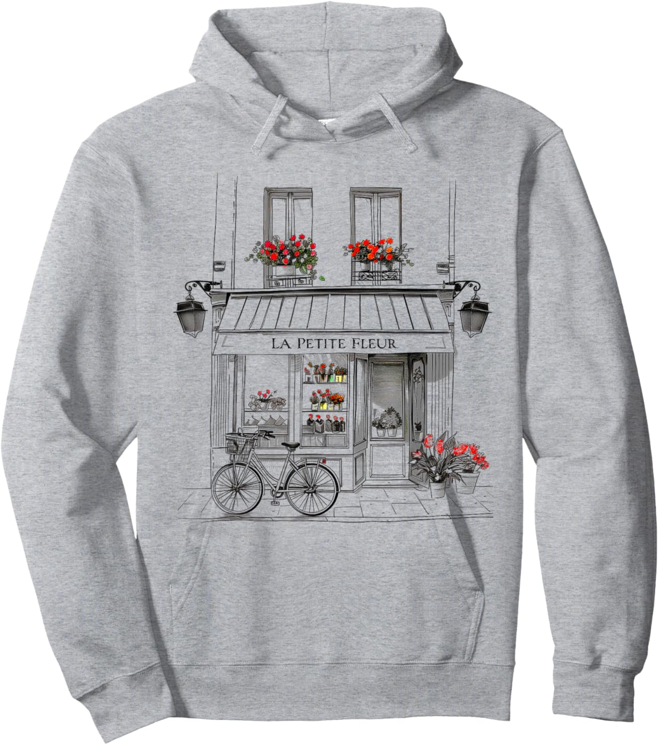 Cute French Flower Shop Paris France Line Drawing Souvenir Hoodie - Hoodie | Ash