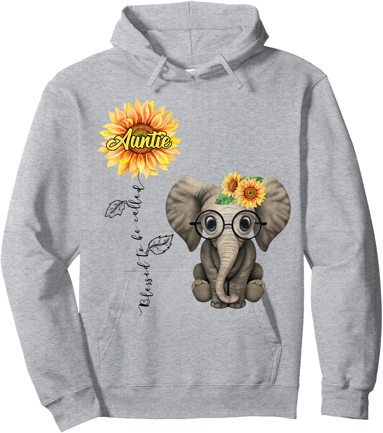 Blessed To Be Called Auntie Hippie Elephant Aunt Gift Hoodie - Hoodie | Ash