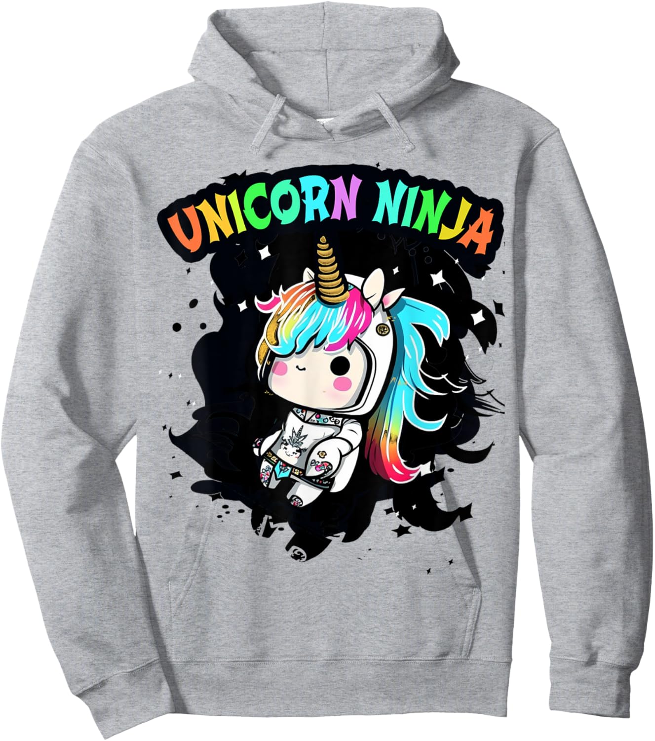 Pink UNICORN NINJA Girls Kids 4 5 6 7 8th Birthday Squad Mom Hoodie - Hoodie | Ash