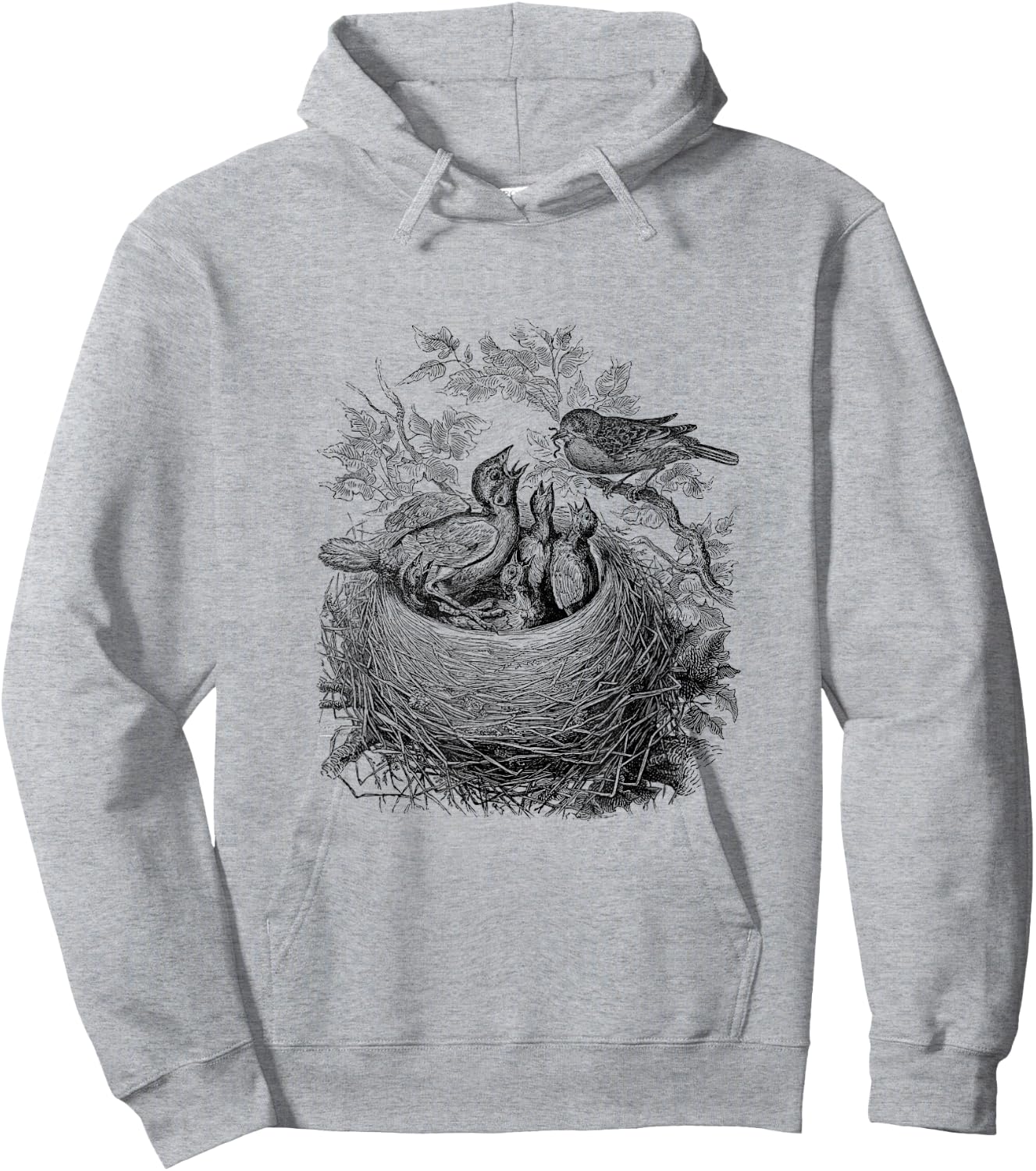 Baby Bird's Nest Print Hoodie - Hoodie | Ash