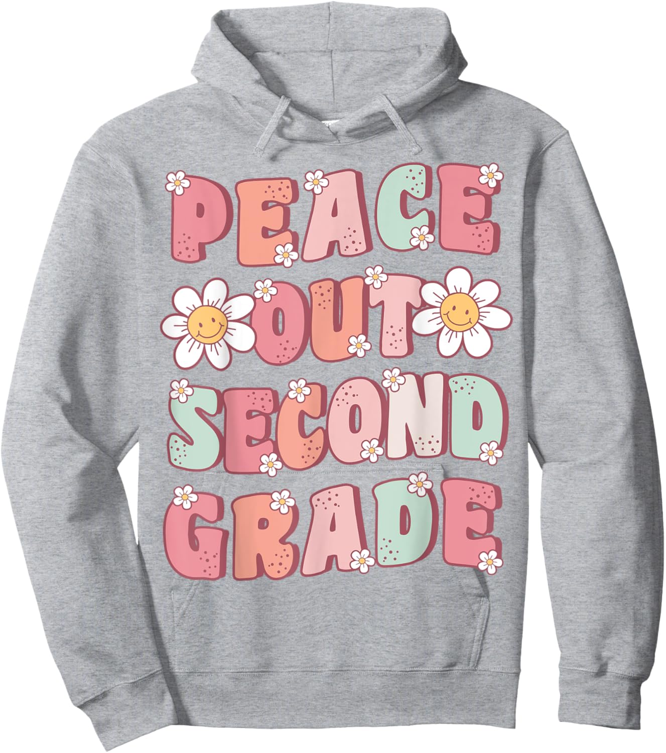 Peace Out Second Grade Cute Groovy Last Day of 2nd Grade Hoodie - Hoodie | Ash