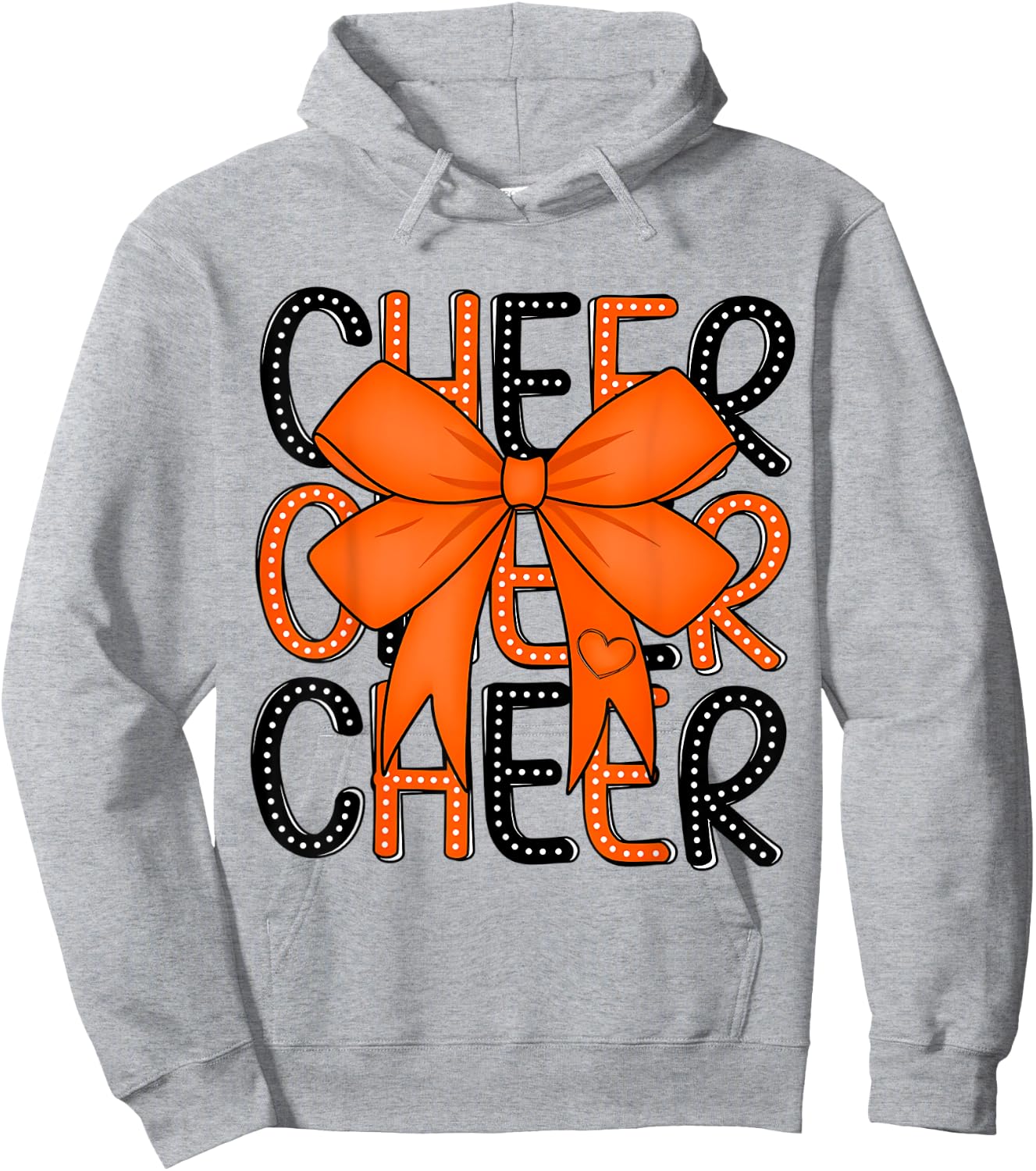 Cheerleading Coquette Bow Cheer Shirt Black Orange Team Hoodie - Hoodie | Ash