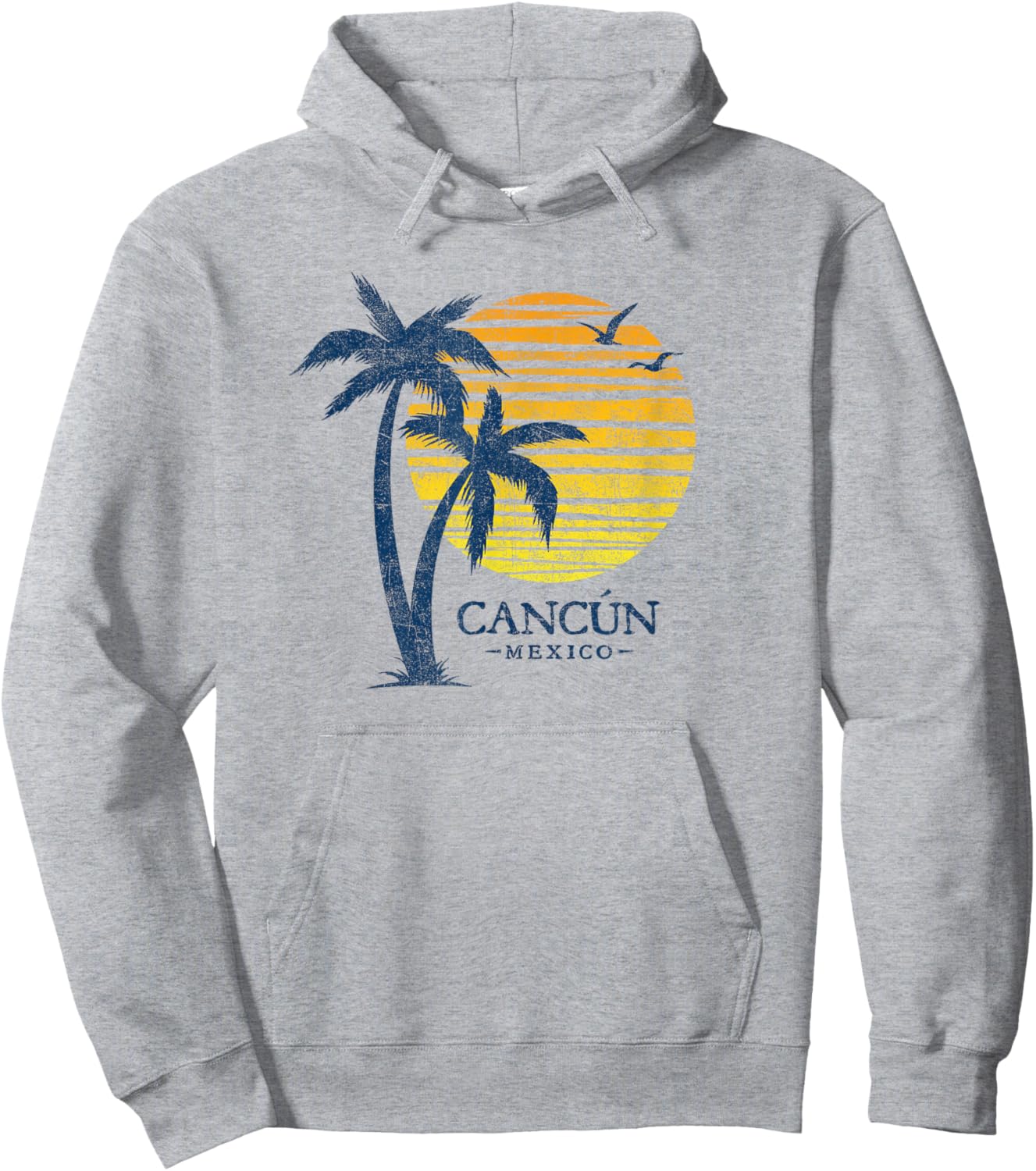 Cancun Mexico Souvenir Beach Sunset Vintage Hoodie - Hoodie | Ash