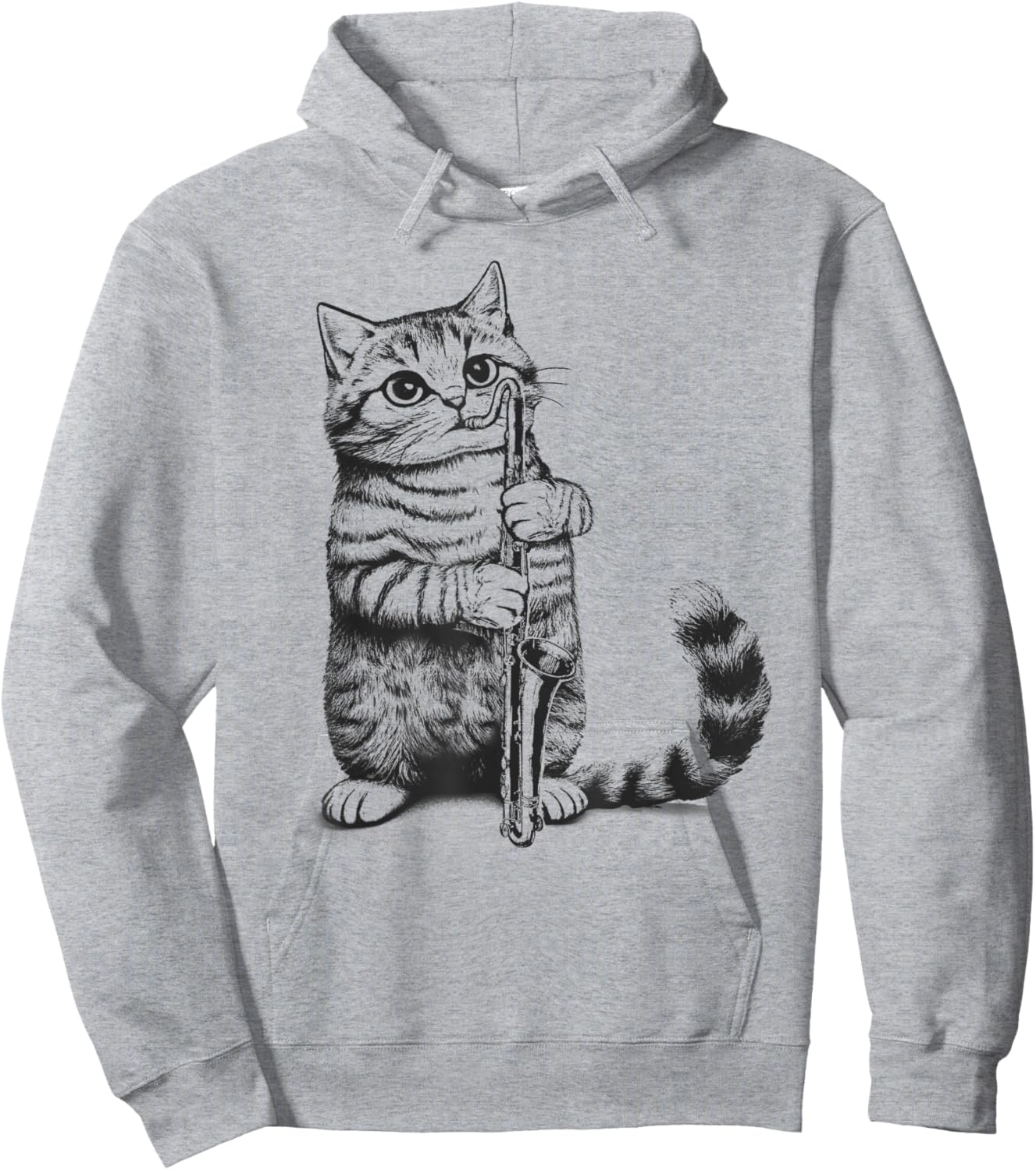 Cat Kitten Playing Bass Clarinet Player Bass Clarinetist Men Women Kids Hoodie - Hoodie | Ash