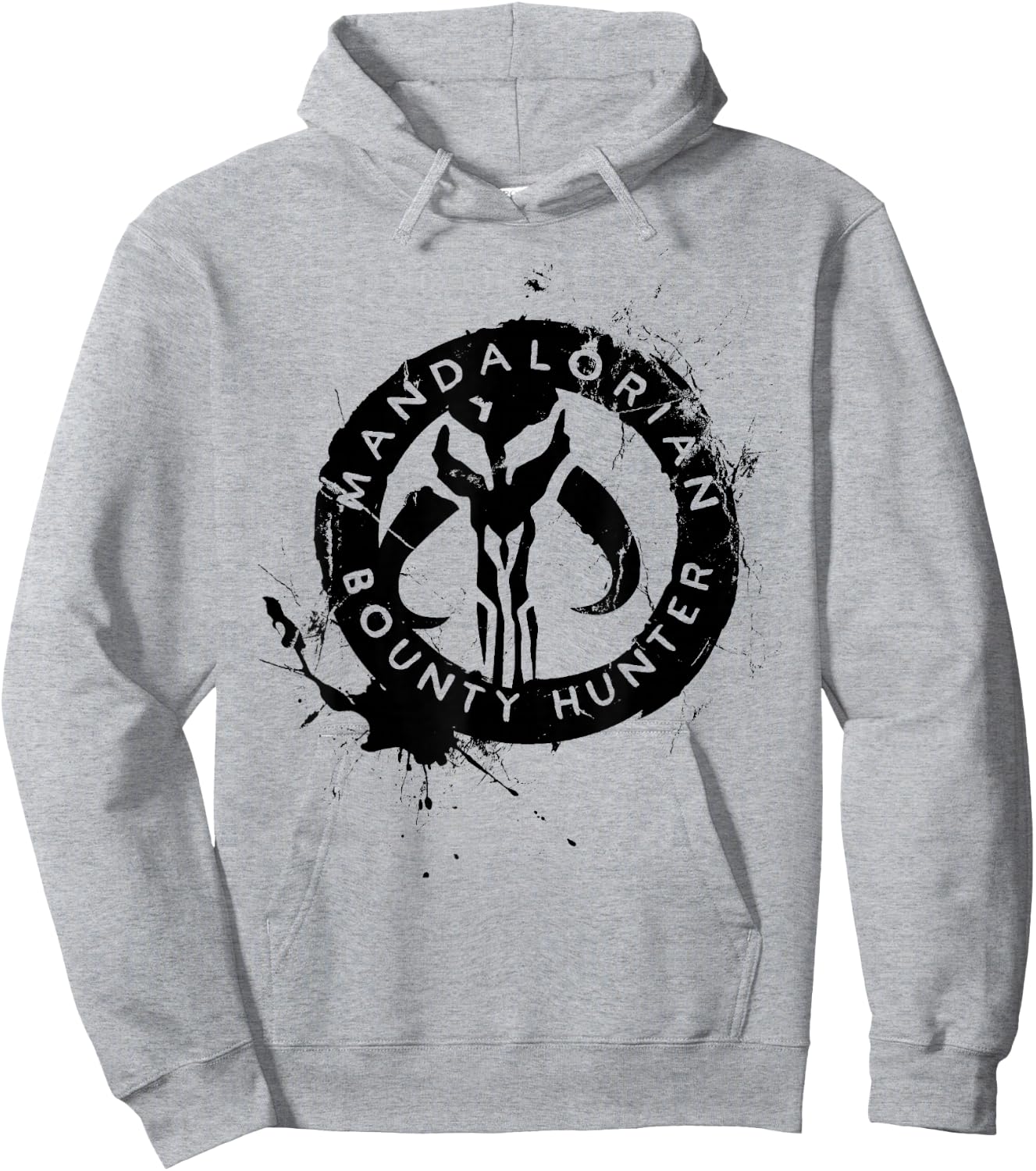 Star Wars The Mandalorian Bounty Hunter Splatter Logo Hoodie - Hoodie | Ash