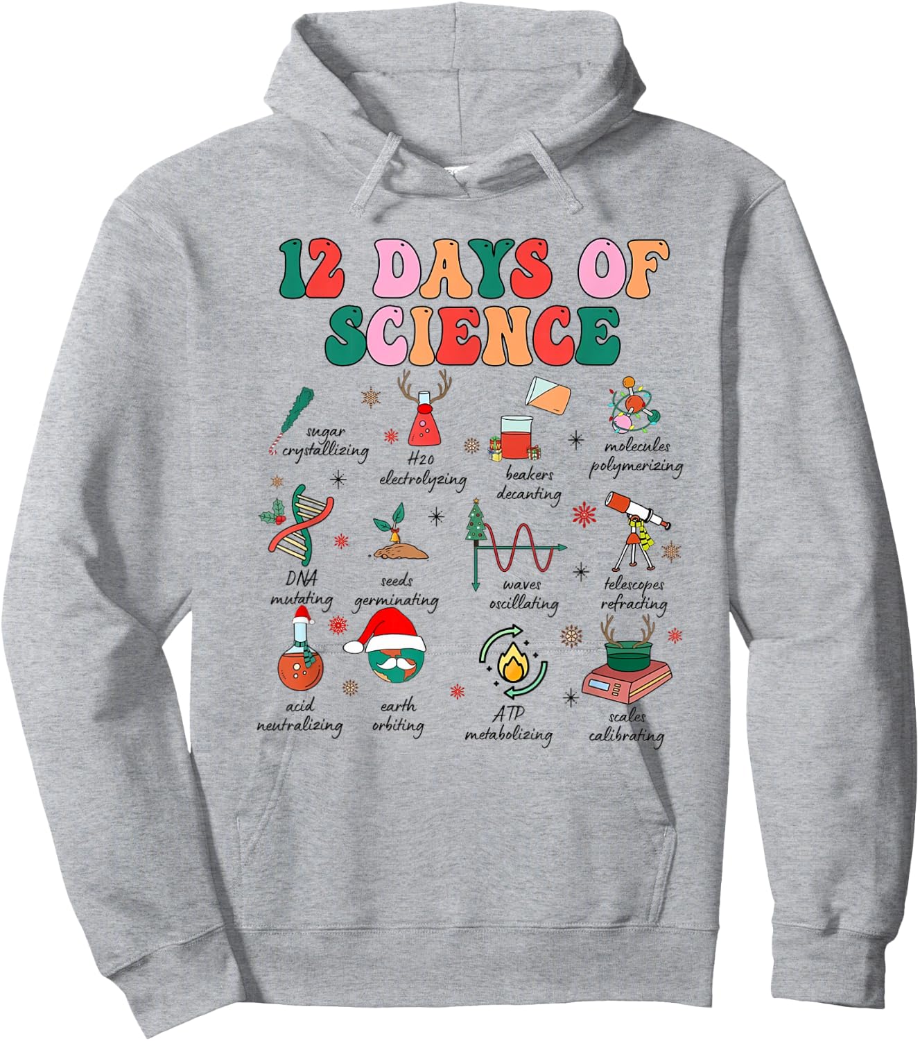 12 Days of Science Scientist Teacher Christmas Science Xmas Hoodie - Hoodie | Ash