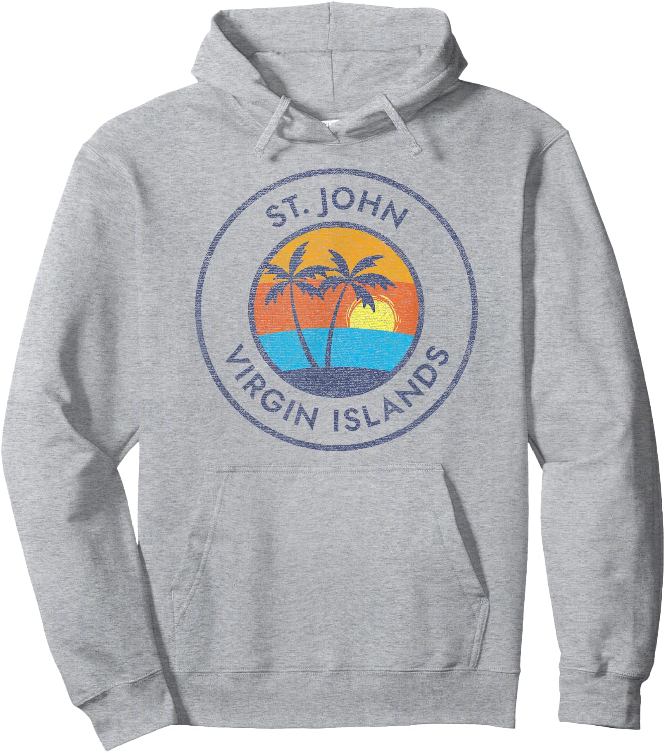 St. John Virgin Islands USVI Vintage Sunset Distressed Hoodie - Hoodie | Ash