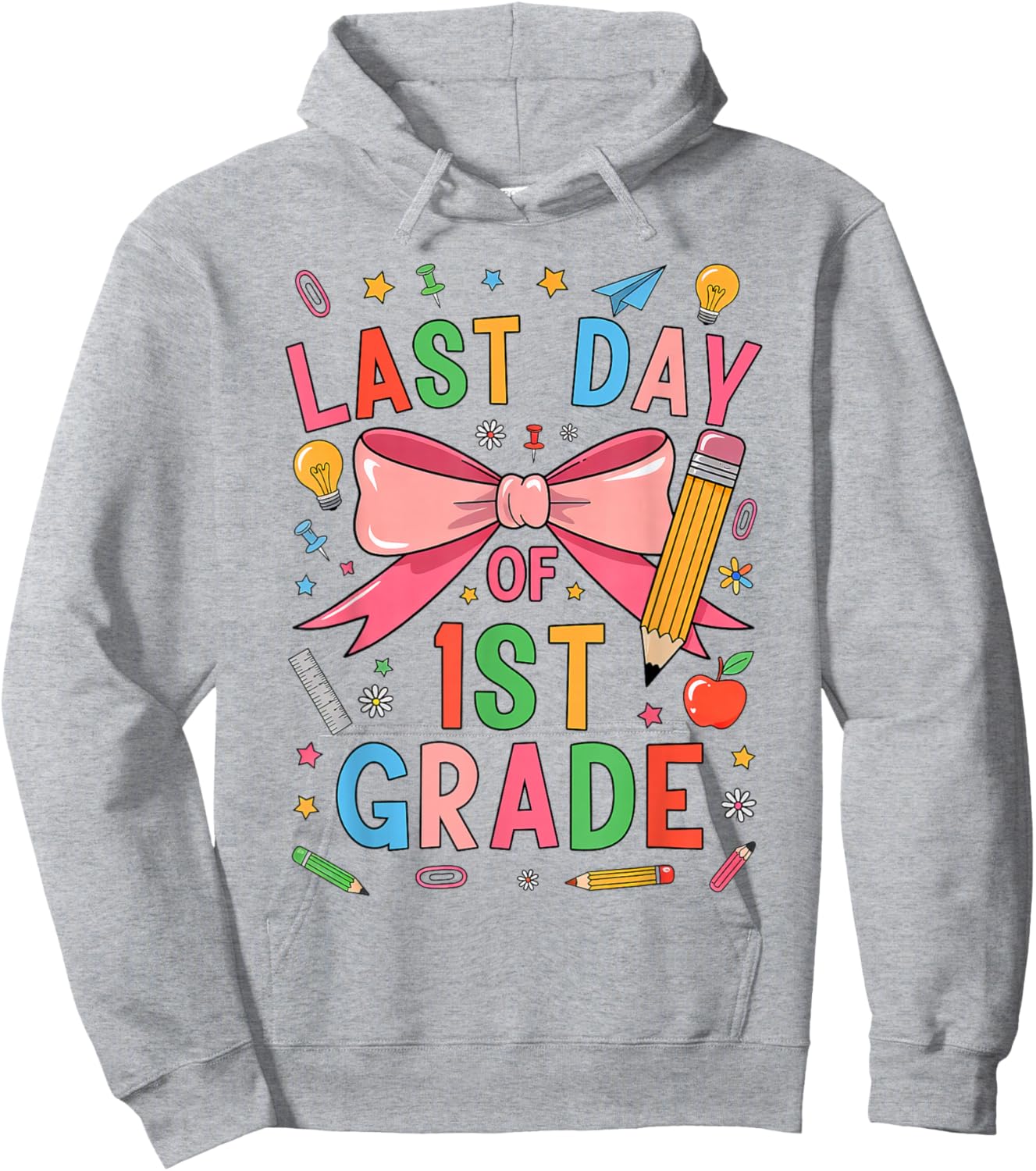 Last Day of 1st Grade Girls Coquette First Grade Graduate Hoodie - Hoodie | Ash