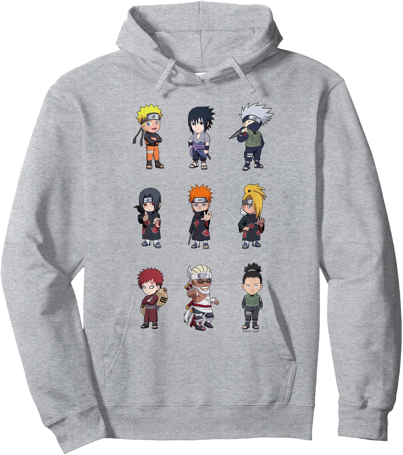 Naruto Shippuden Super Deformed Character Grid Anime Hoodie - Hoodie | Ash