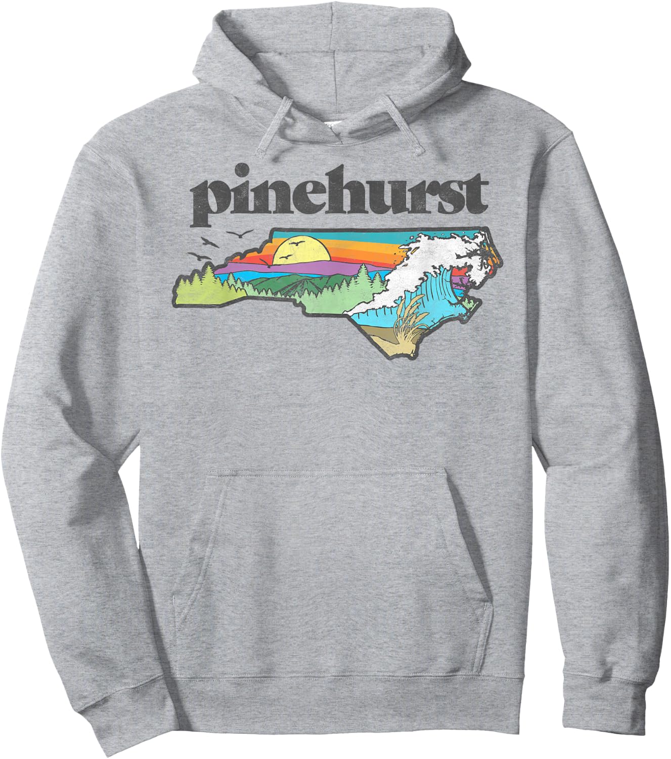 Pinehurst North Carolina Outdoors Retro Nature Hoodie - Hoodie | Ash