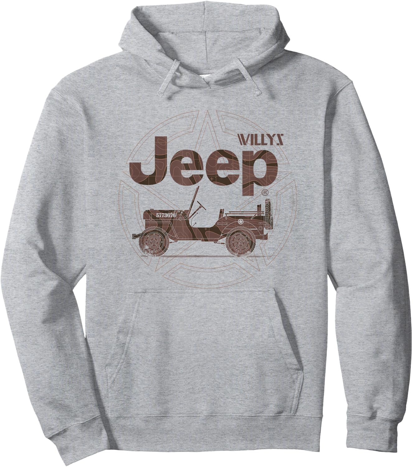 Jeep Willys Vintage Star Hoodie - Hoodie | Ash