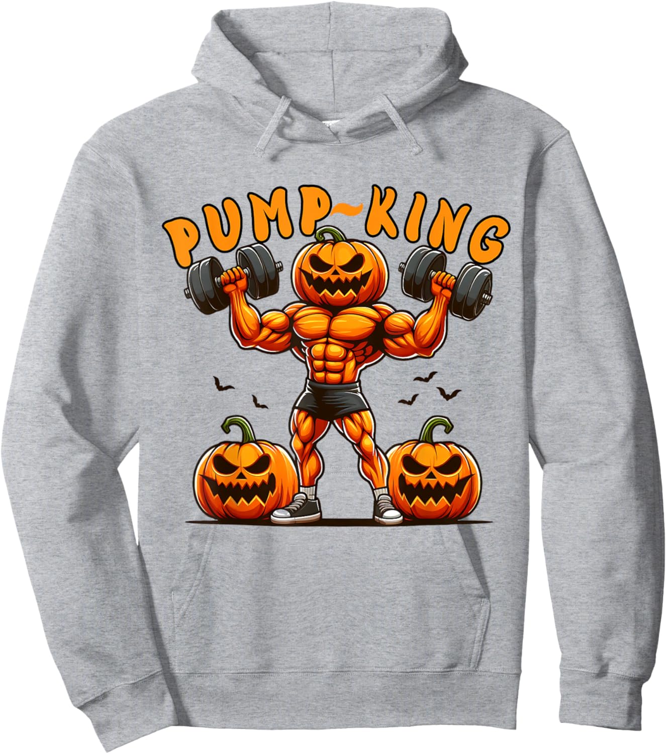 Funny Pump King Halloween Workout Lifting Pumpkin Gym Spooky Hoodie - Hoodie | Ash