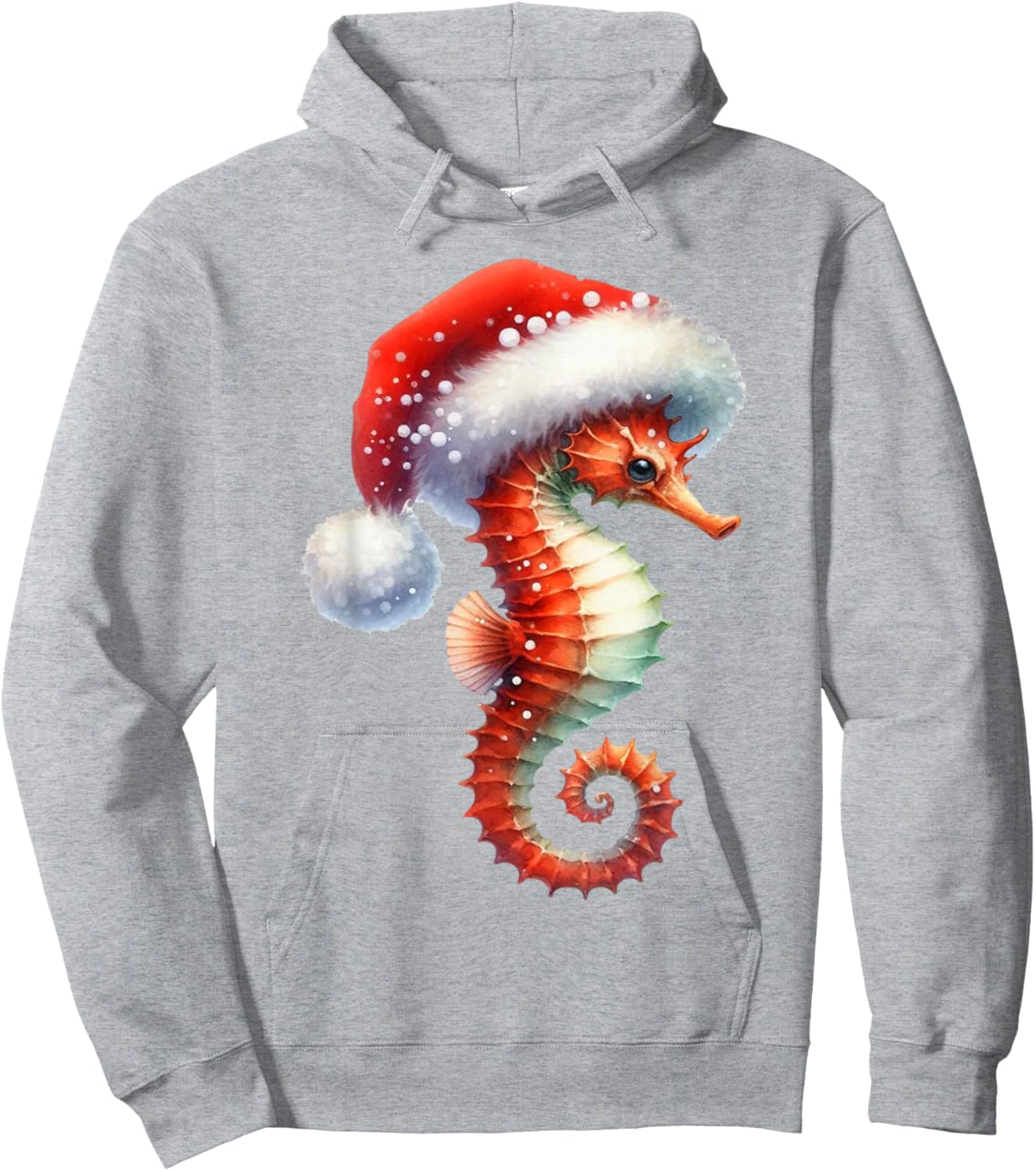 Coastal Christmas Seahorse Beach Holiday Winter Xmas Hoodie - Hoodie | Ash