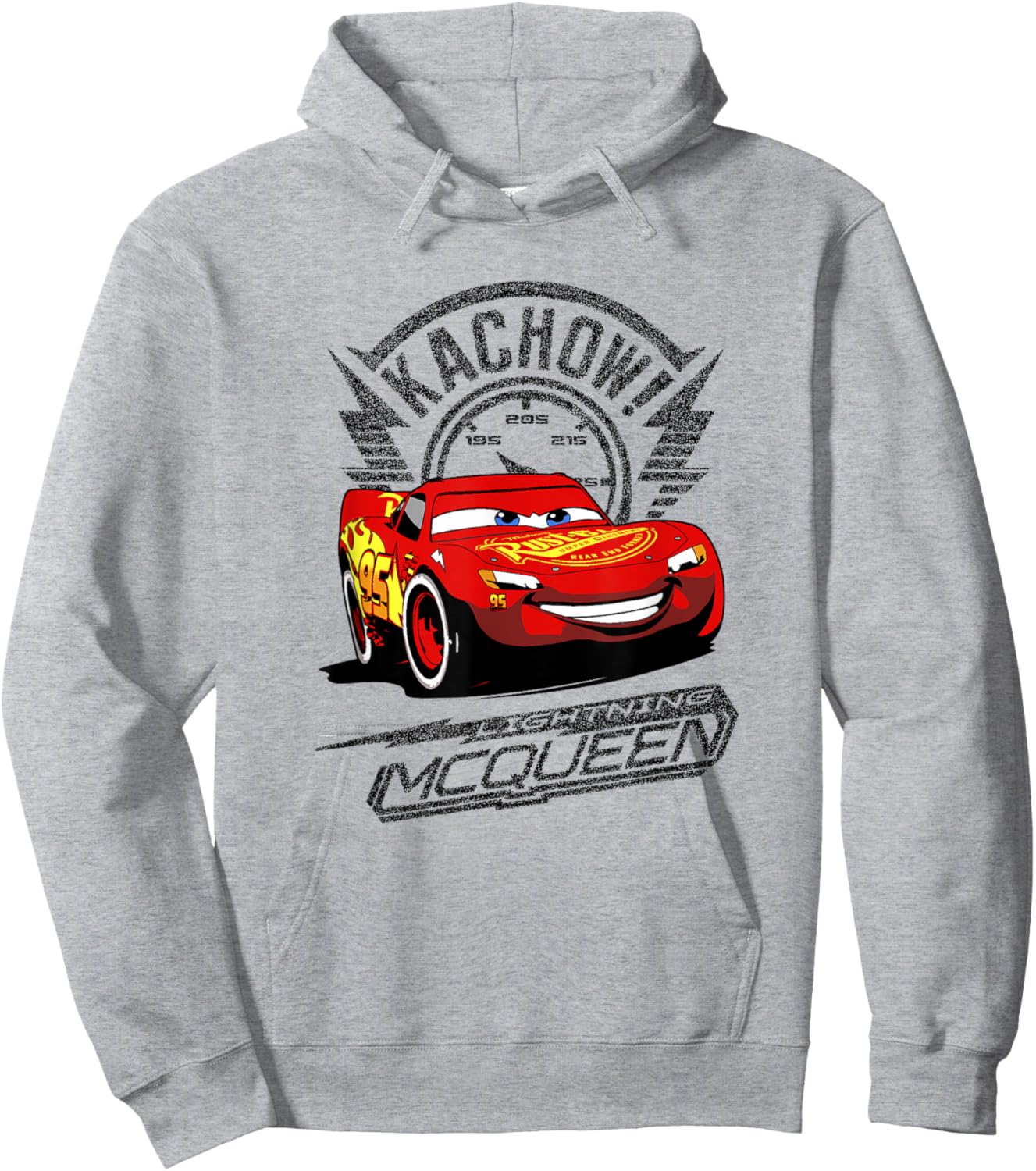 Disney Pixar Cars Lightning McQueen Kachow! Retro Shot Hoodie - Hoodie | Ash