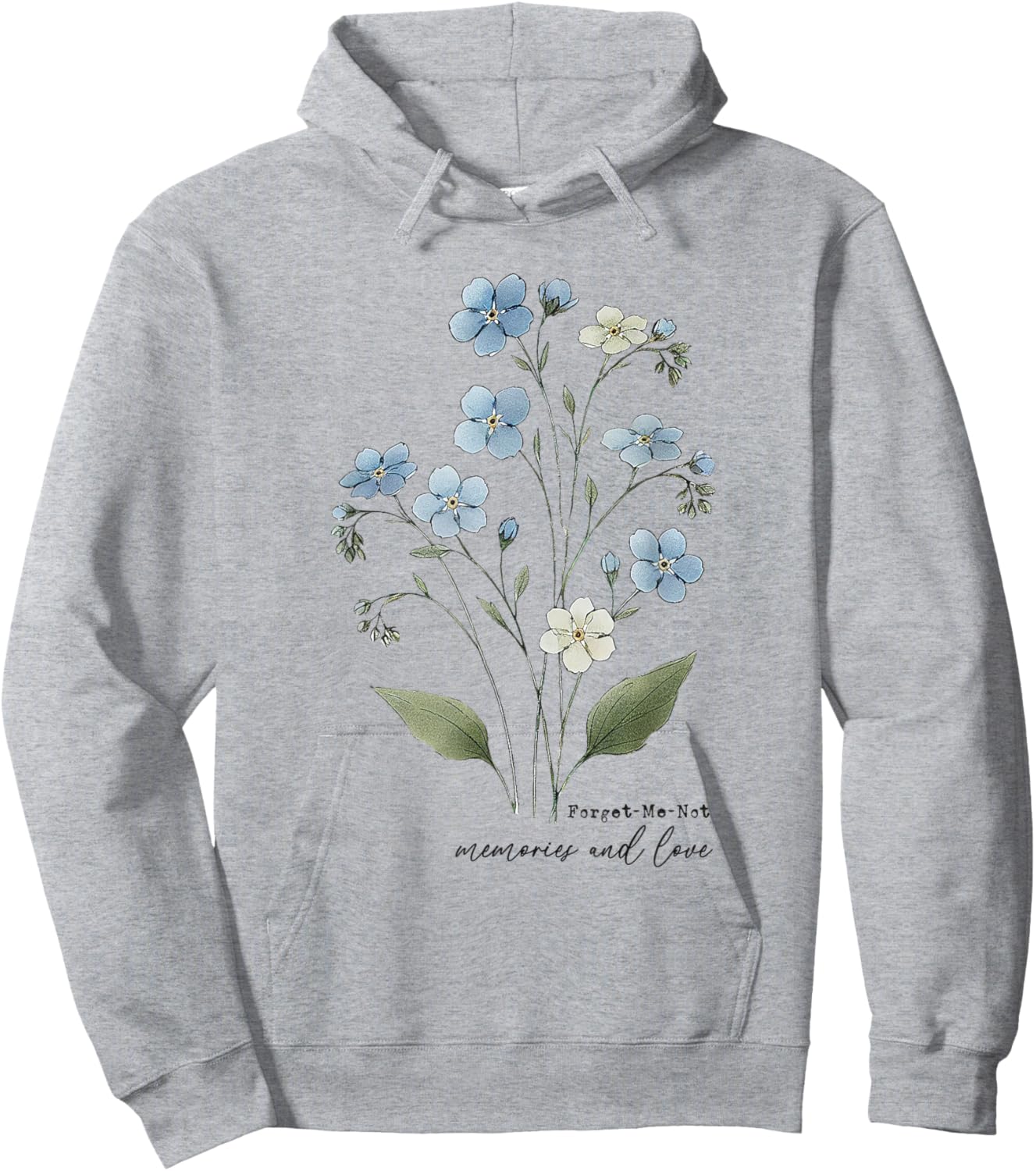 Vergissmeinnicht Blumendesign, elegante botanische Illustration Hoodie - Hoodie | Ash
