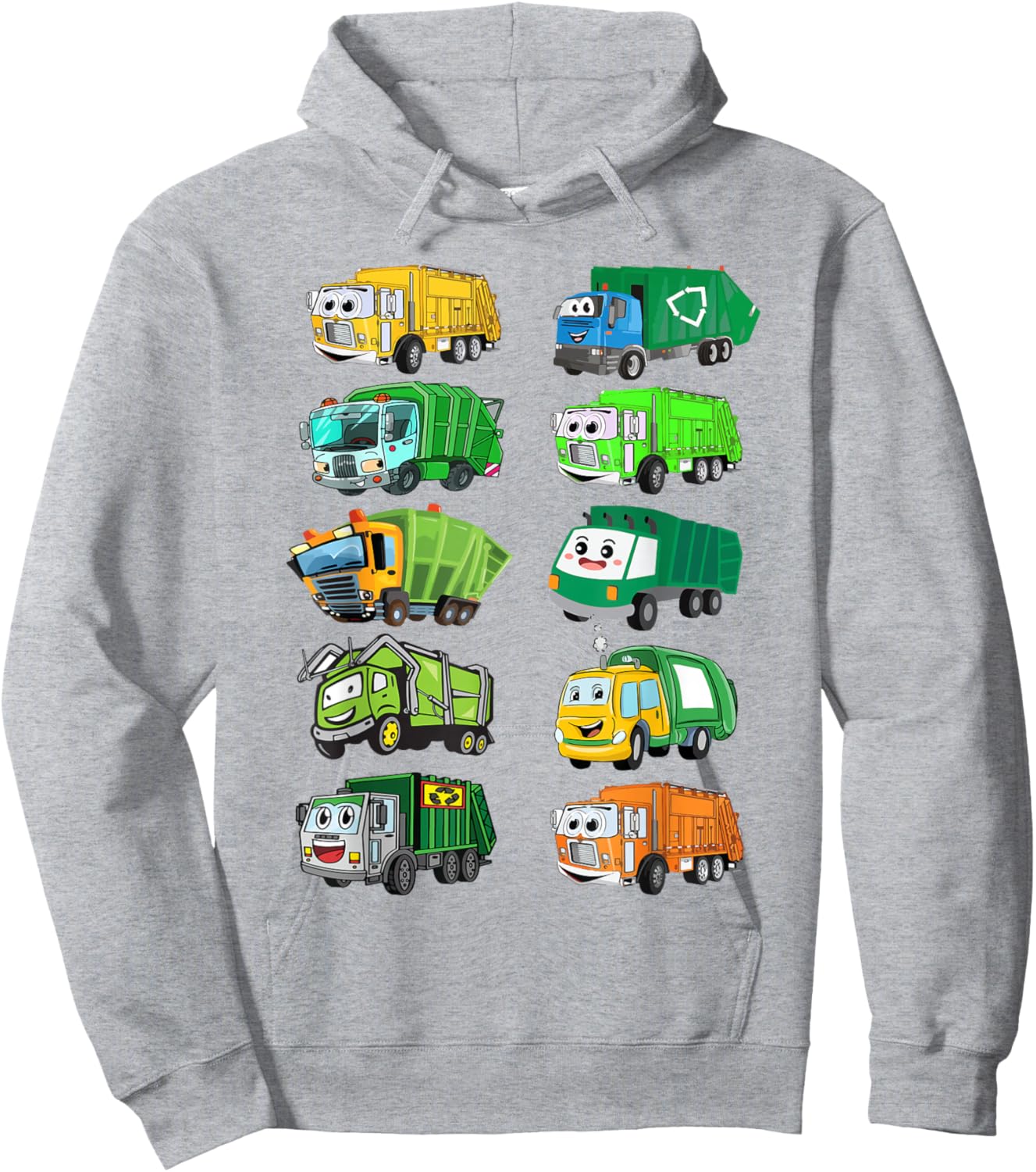 Kids Types of Garbage Truck Shirt Toddler Boy Funny Graphic Hoodie - Hoodie | Ash