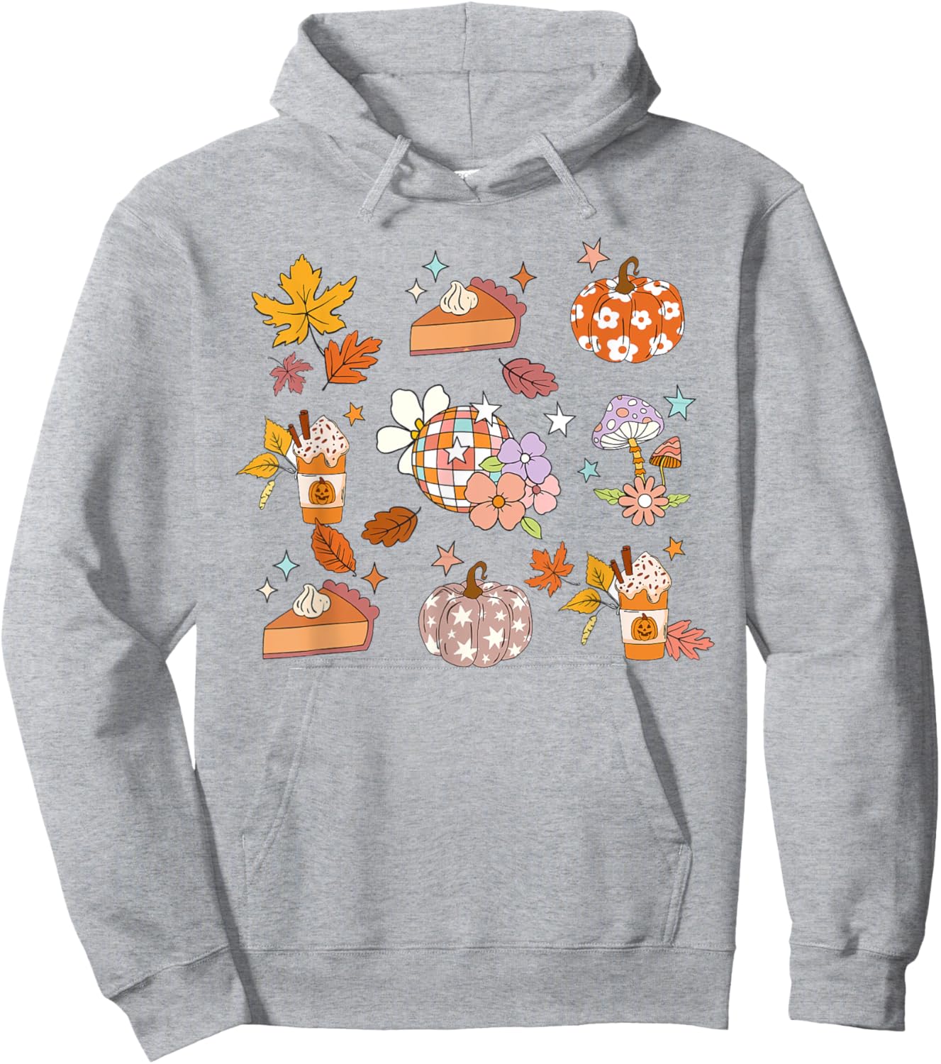 Retro Fall Groovy Fall Pumpkin Coffee Autumn Thanksgiving Hoodie - Hoodie | Ash