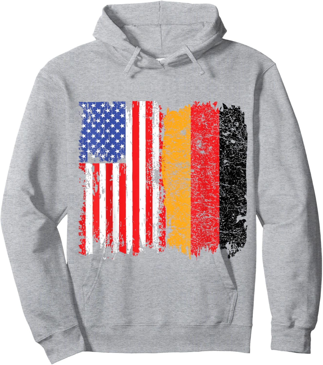 Distressed Heritage US American German Flag Hoodie - Hoodie | Ash