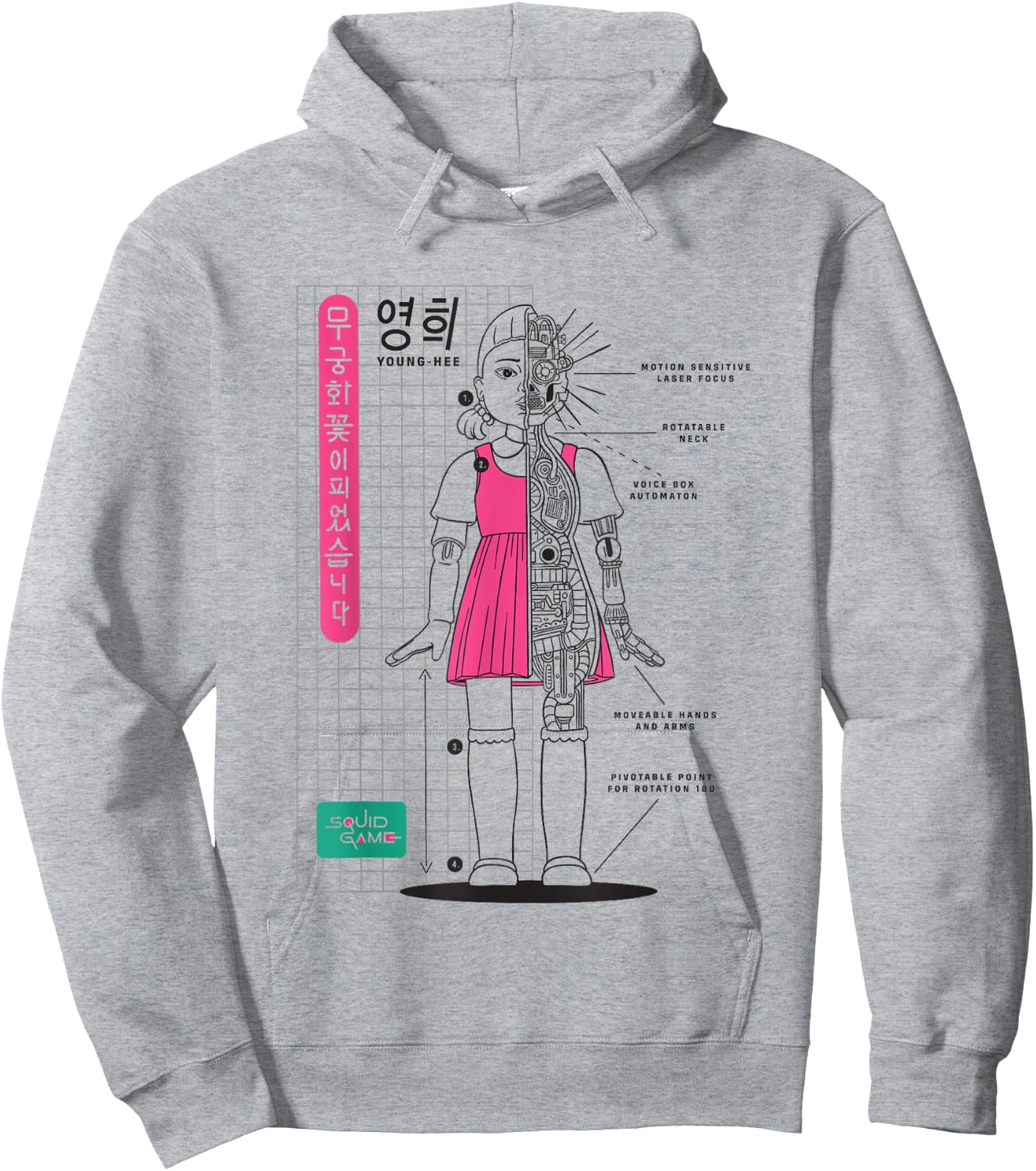 Squid Game 2 Young-Hee Giant Doll Schematics Hoodie - Hoodie | Ash