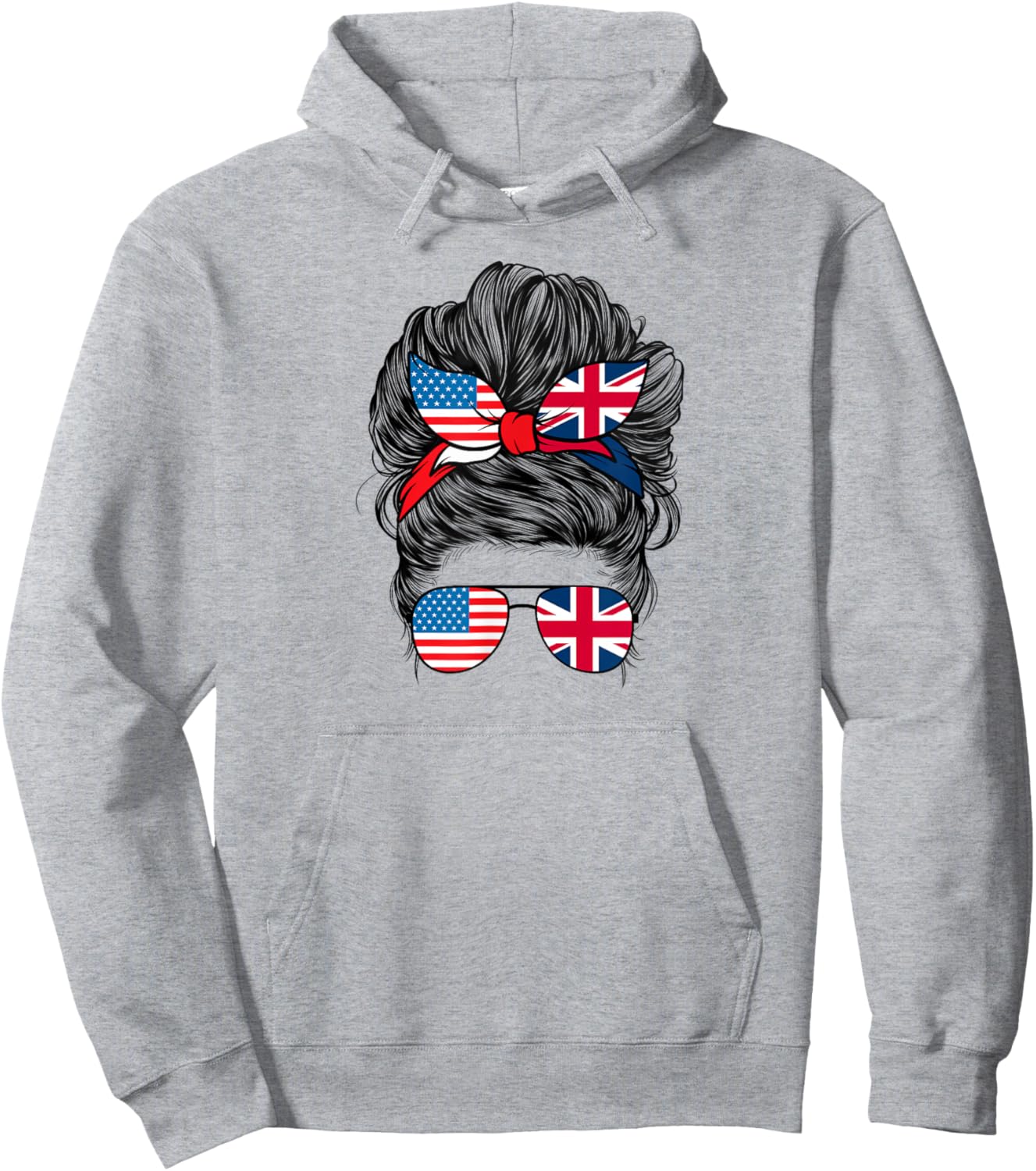 Half American British America Great Britain UK USA Flag Girl Hoodie - Hoodie | Ash