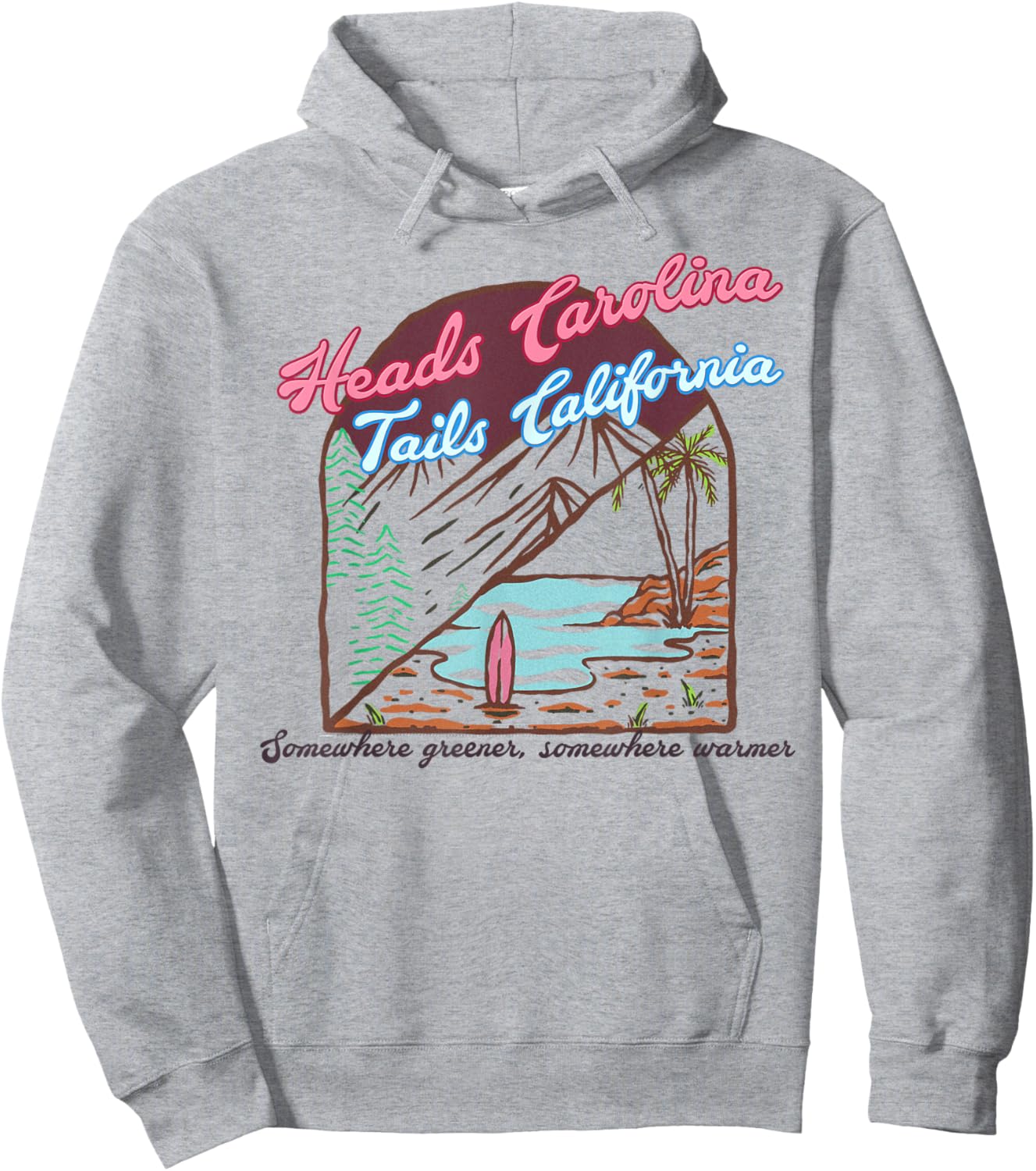 Heads Carolina Tails California Country Cowgirl Cowboy Hoodie - Hoodie | Ash