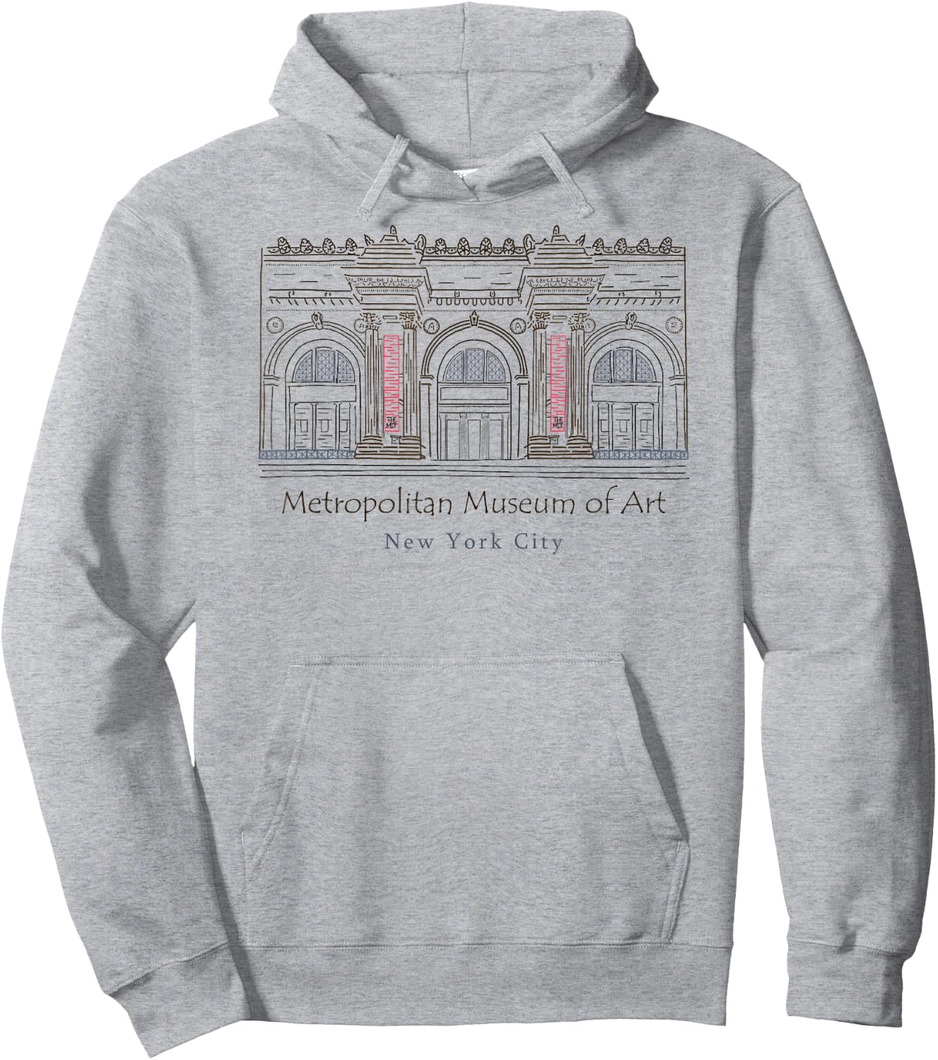 New York City, Metropolitan Museum of Art, USA, Hand drawing Hoodie - Hoodie | Ash