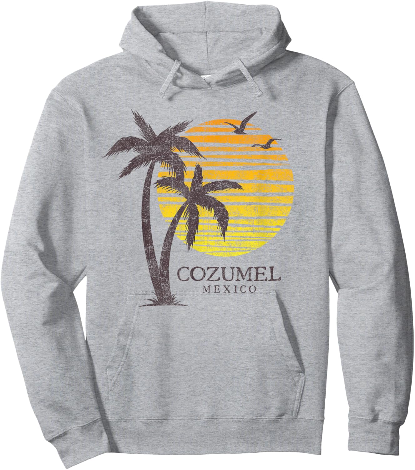 Cozumel Mexico Souvenir Beach Sunset Vintage Hoodie - Hoodie | Ash