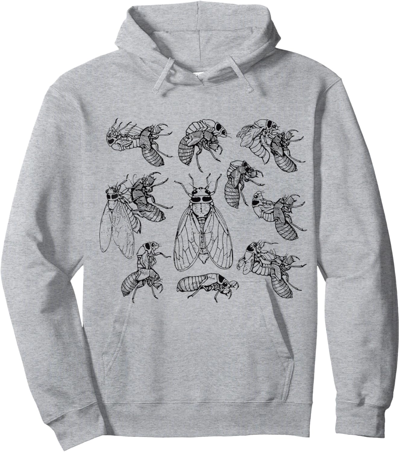 Cicadas Life Cycle Vintage Science Cicada Bug Illustration Hoodie - Hoodie | Ash