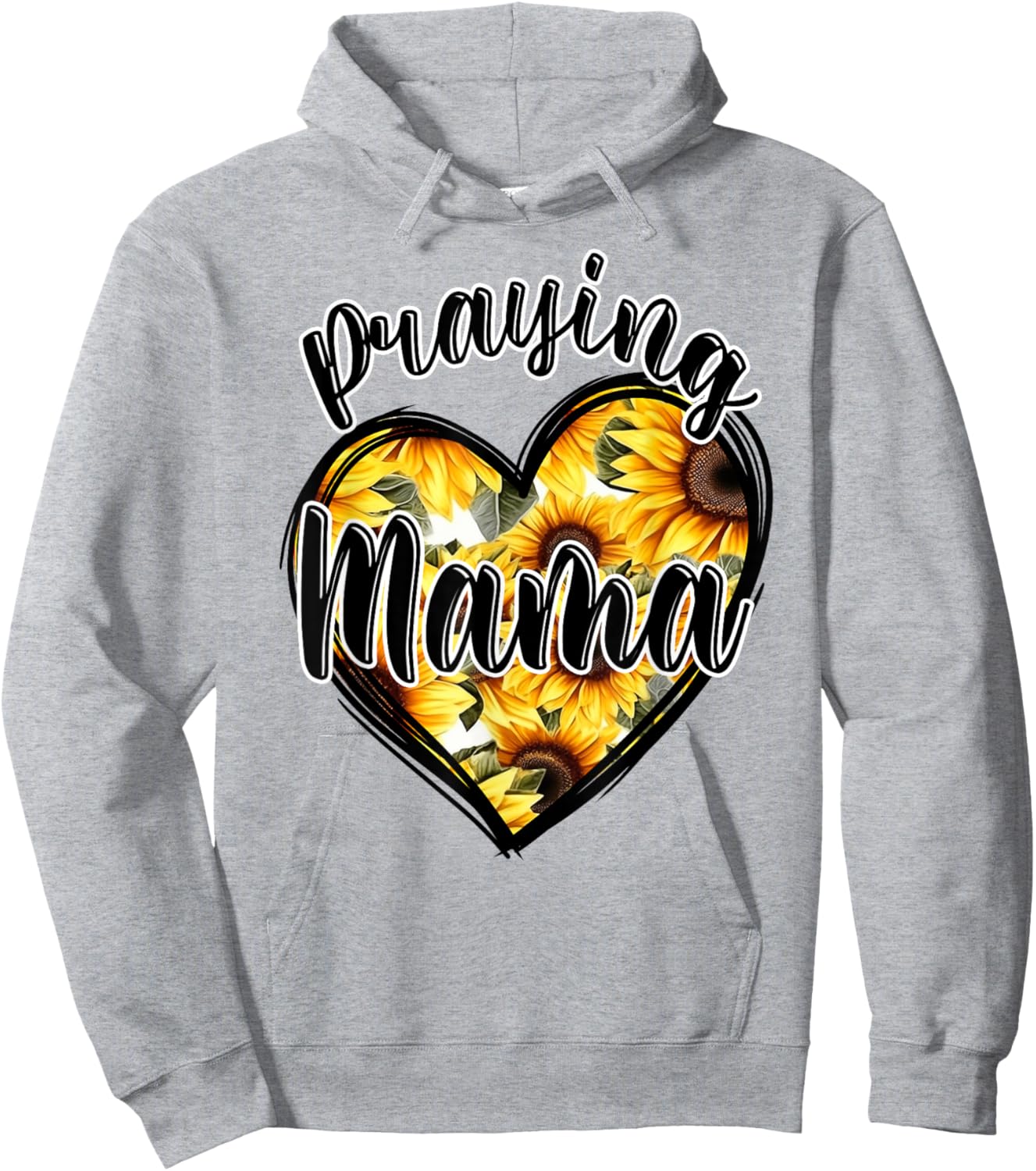 Jesus Praying Mama Christian Religious Sunflowers Heart Hoodie - Hoodie | Ash