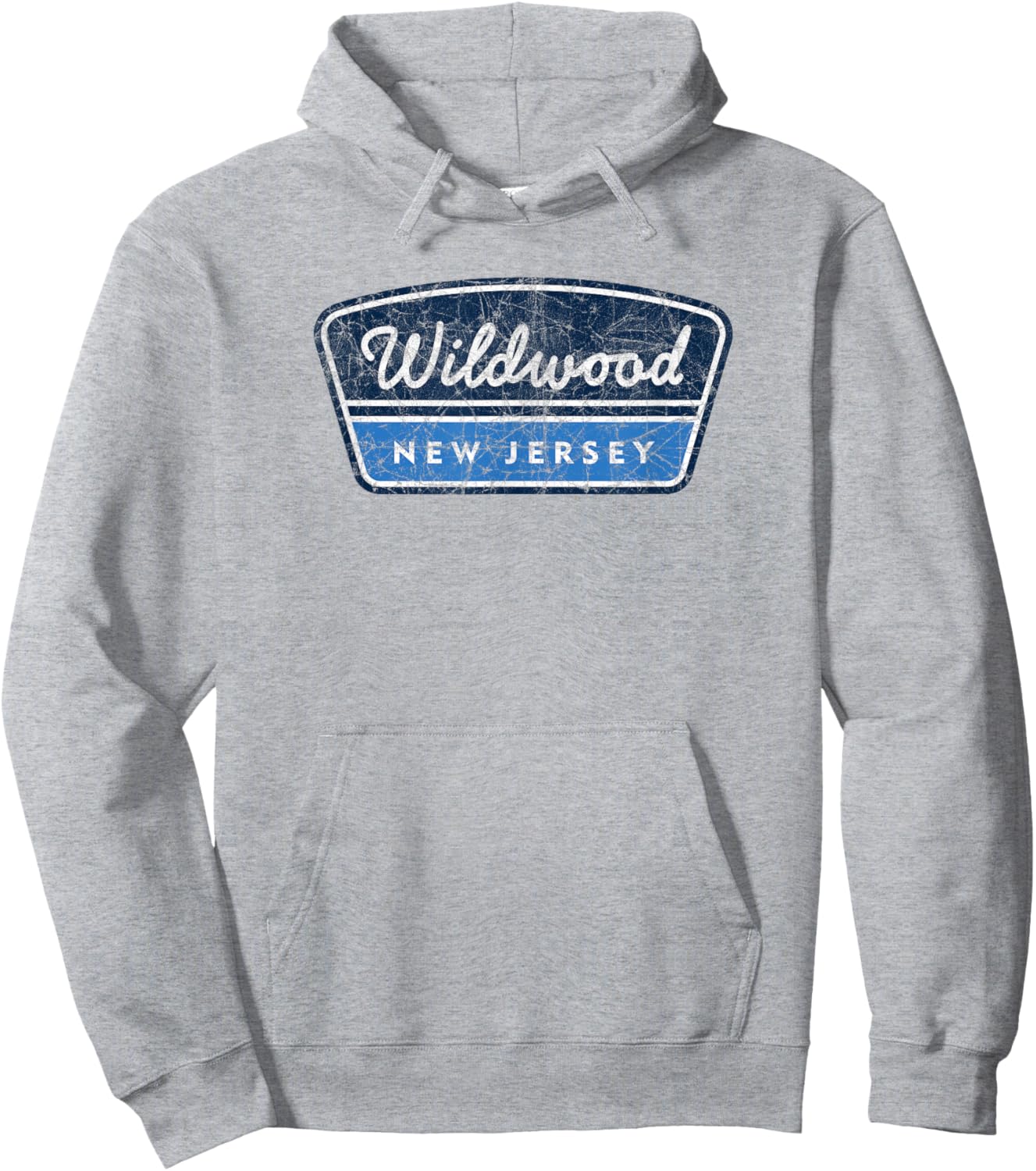 Wildwood New Jersey Souvenir Vacation Vintage Badge Hoodie - Hoodie | Ash