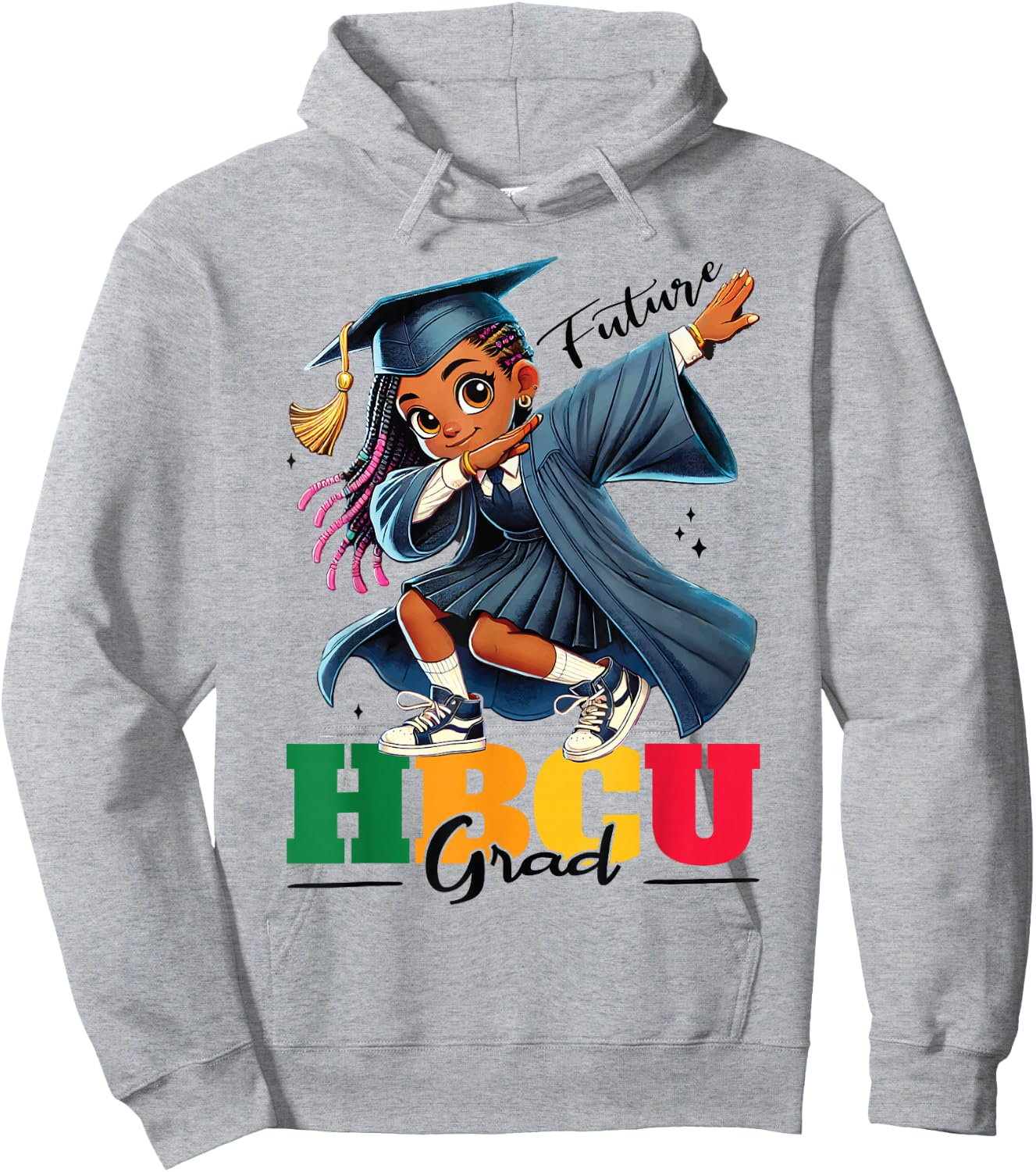 Future HBCU Grad kids Black Girl Afro Black History Month Hoodie - Hoodie | Ash