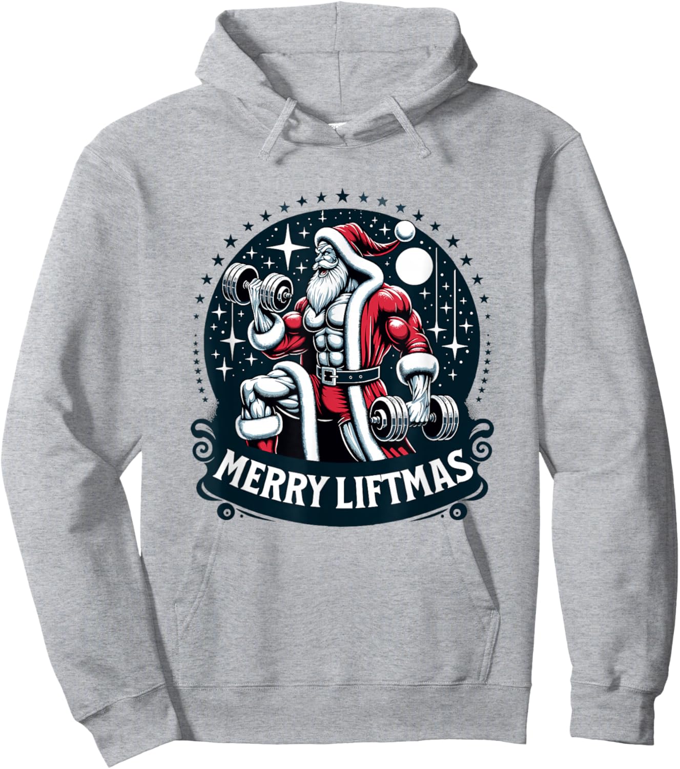 Swole Santa's Merry Liftmas, Buff Santa's Hoodie - Hoodie | Ash