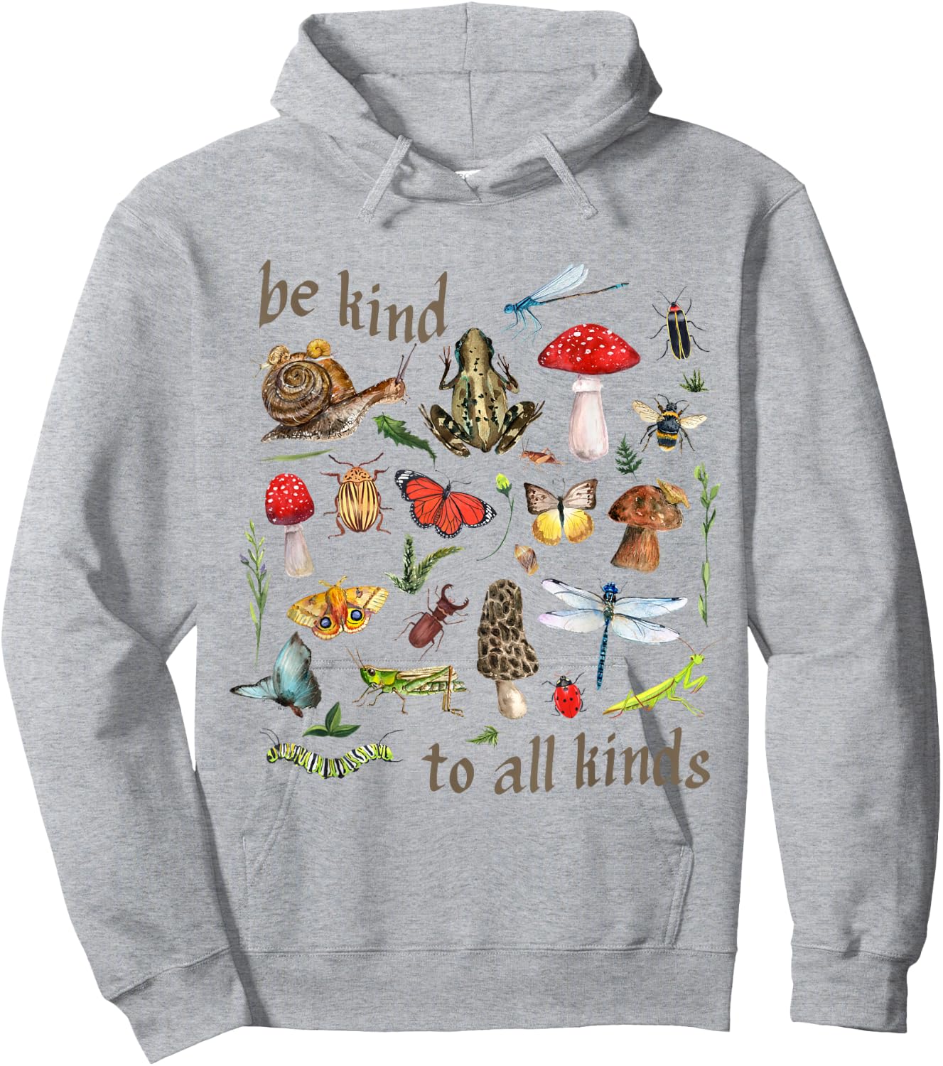 Be Kind to All Kinds Goblincore Aesthetic Nature Camping Hoodie - Hoodie | Ash