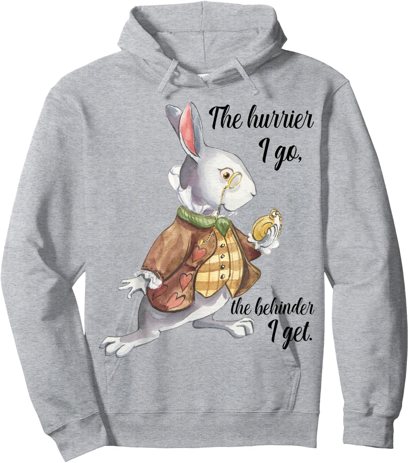 Alice in Wonderland White Rabbit Late The Hurrier I Go Hoodie - Hoodie | Ash