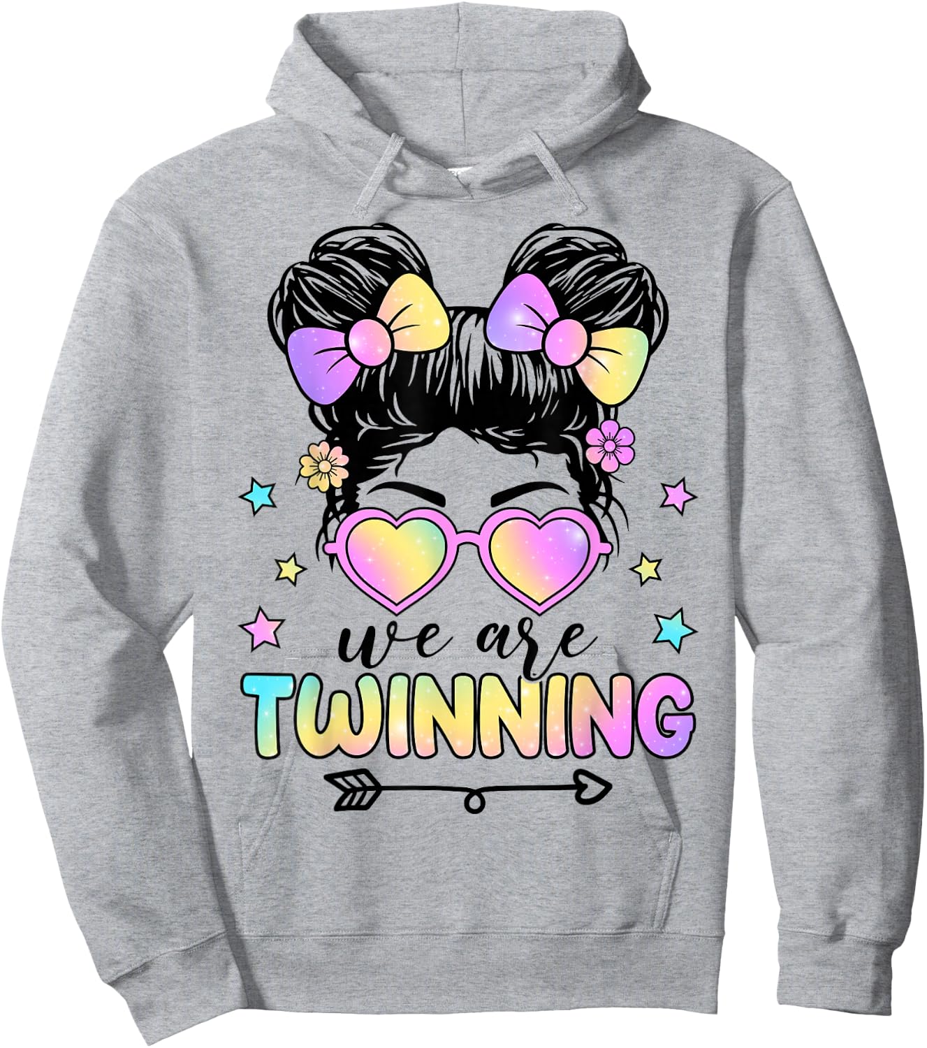 We're Twinning with My Bestie Messy Bun Twin Day Spirit Week Hoodie - Hoodie | Ash