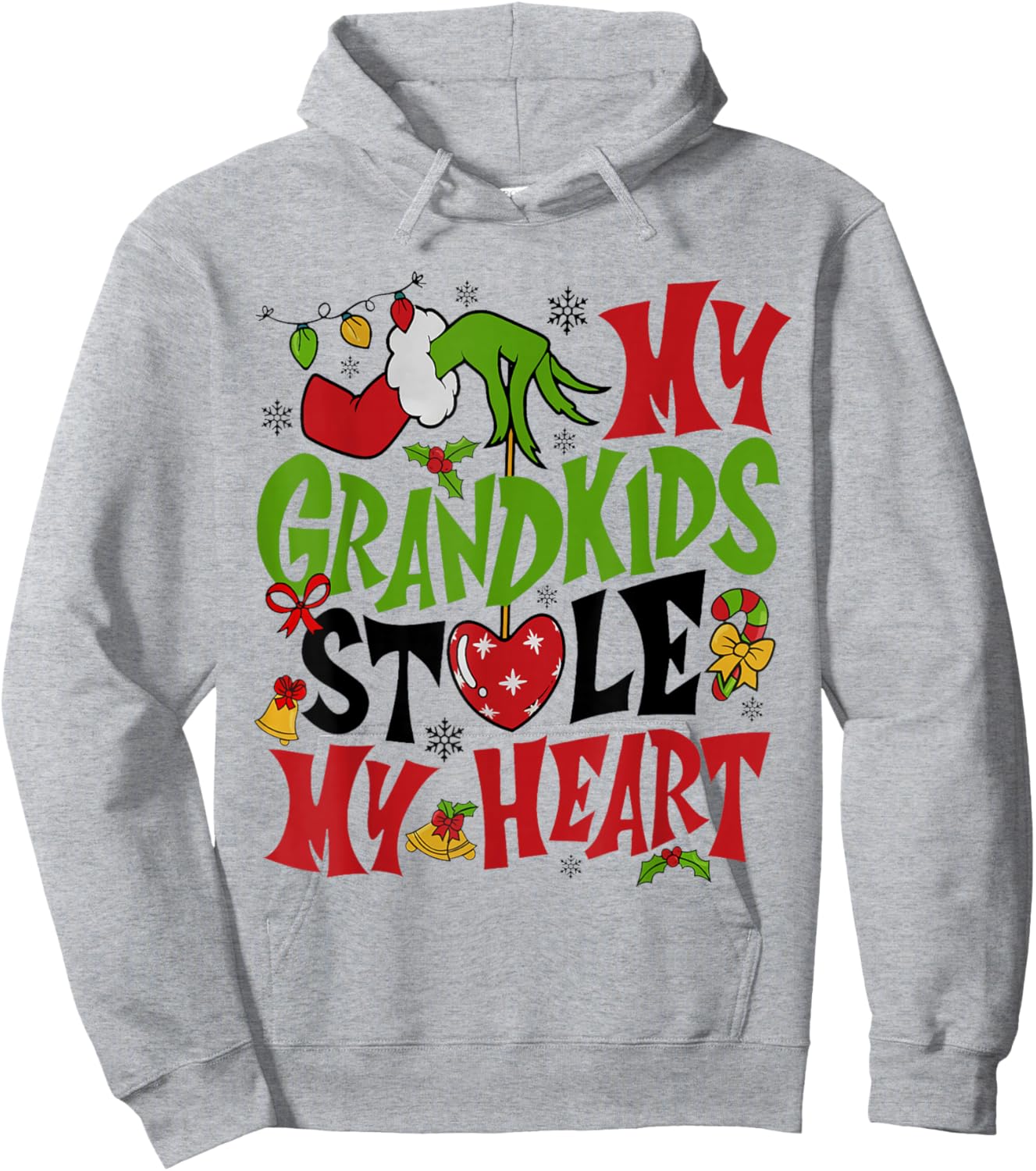 My Grandkids Stole My Heart Funny Christmas Vintage Xmas Hoodie - Hoodie | Ash