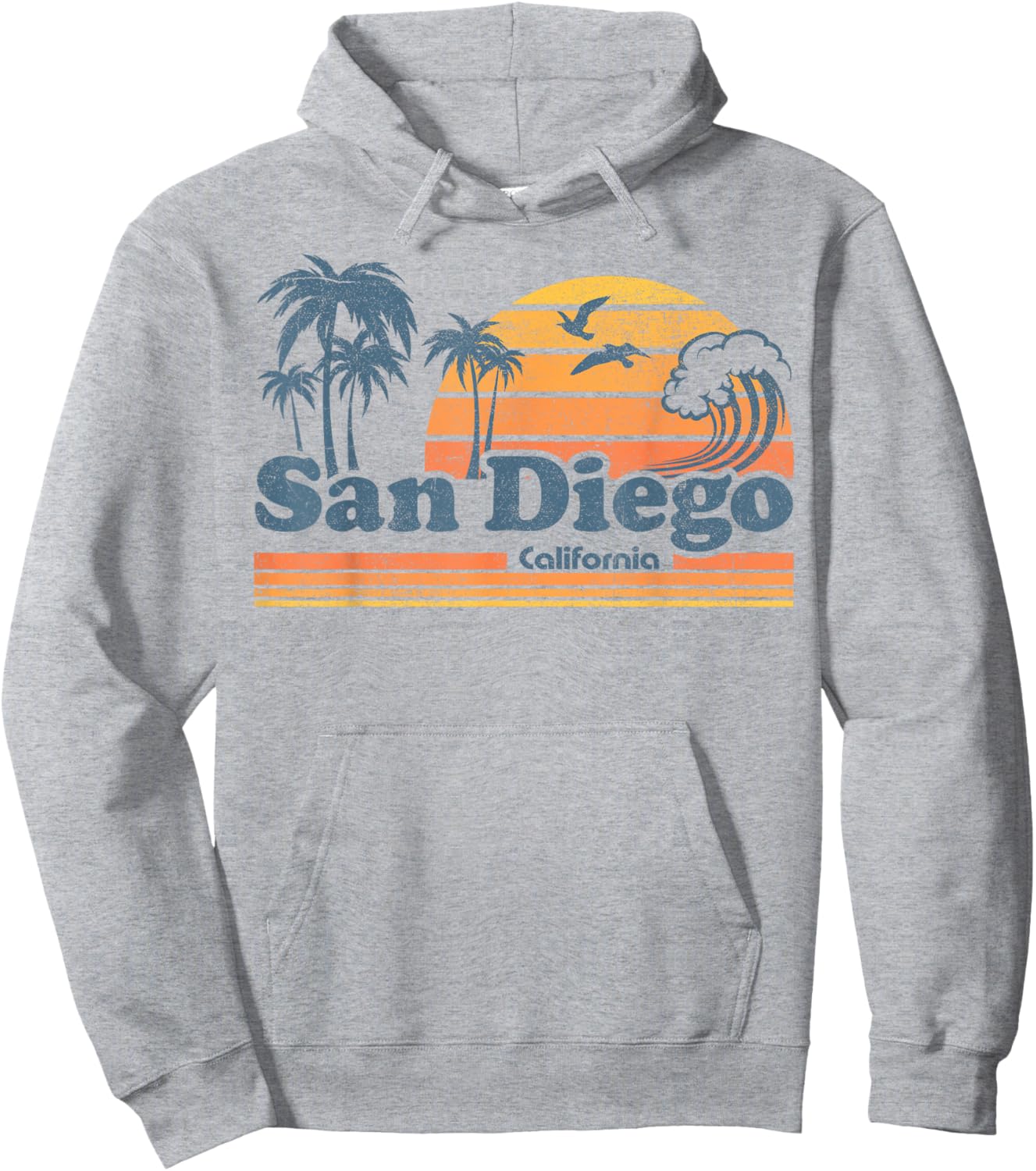 San Diego California Beach Vacation Cute Vintage Cali Retro Women Girls Kids Hoodie - Hoodie | Ash