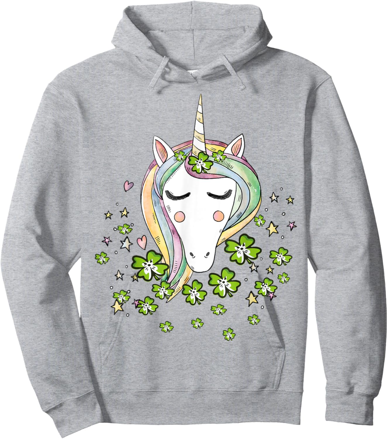 St Patricks Day Shamrock Unicorn Girls Irish Cool Green Kids Hoodie - Hoodie | Ash