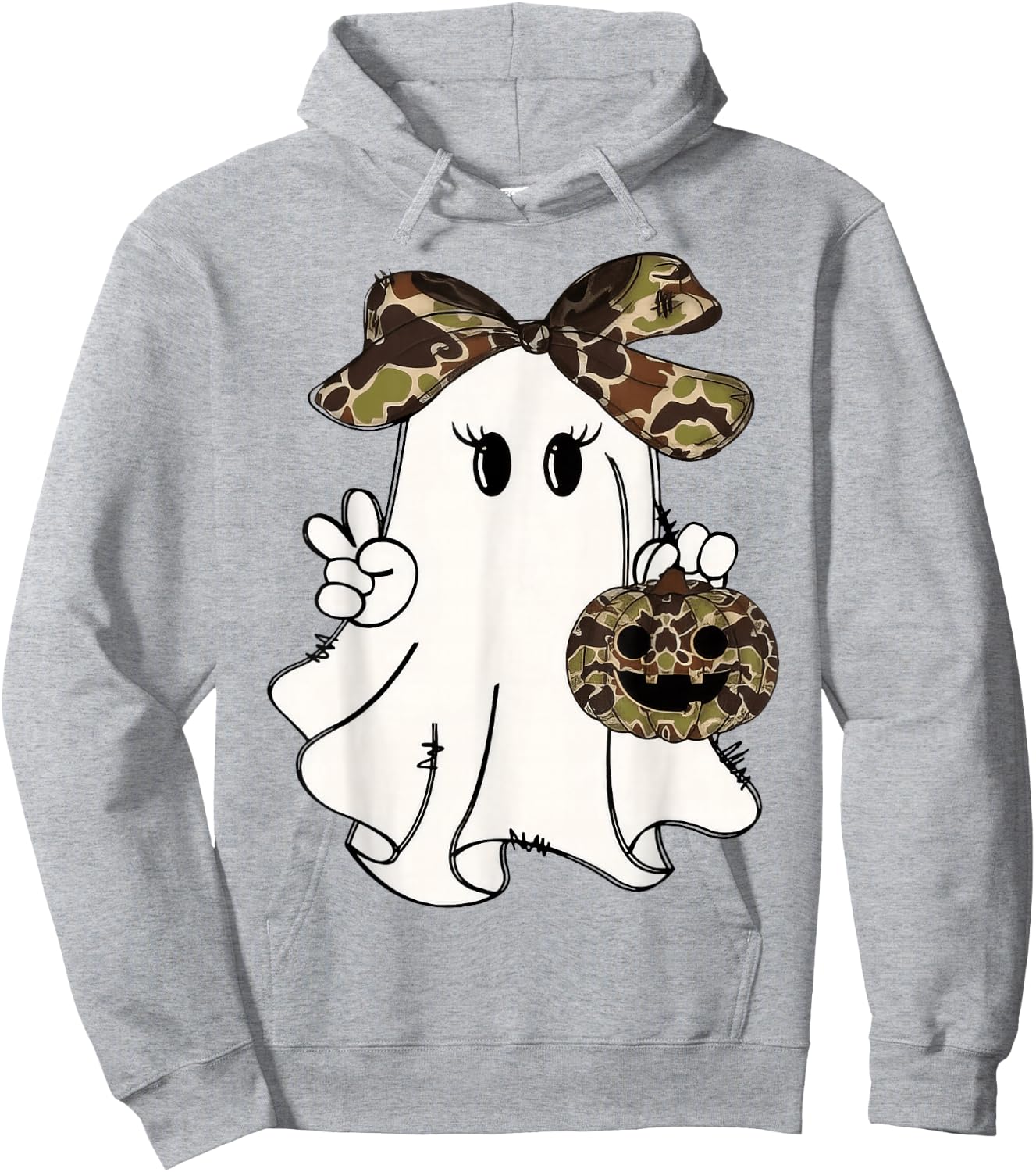 Funny Halloween Camouflage Camo Ghost Hello Hunting Season Hoodie - Hoodie | Ash