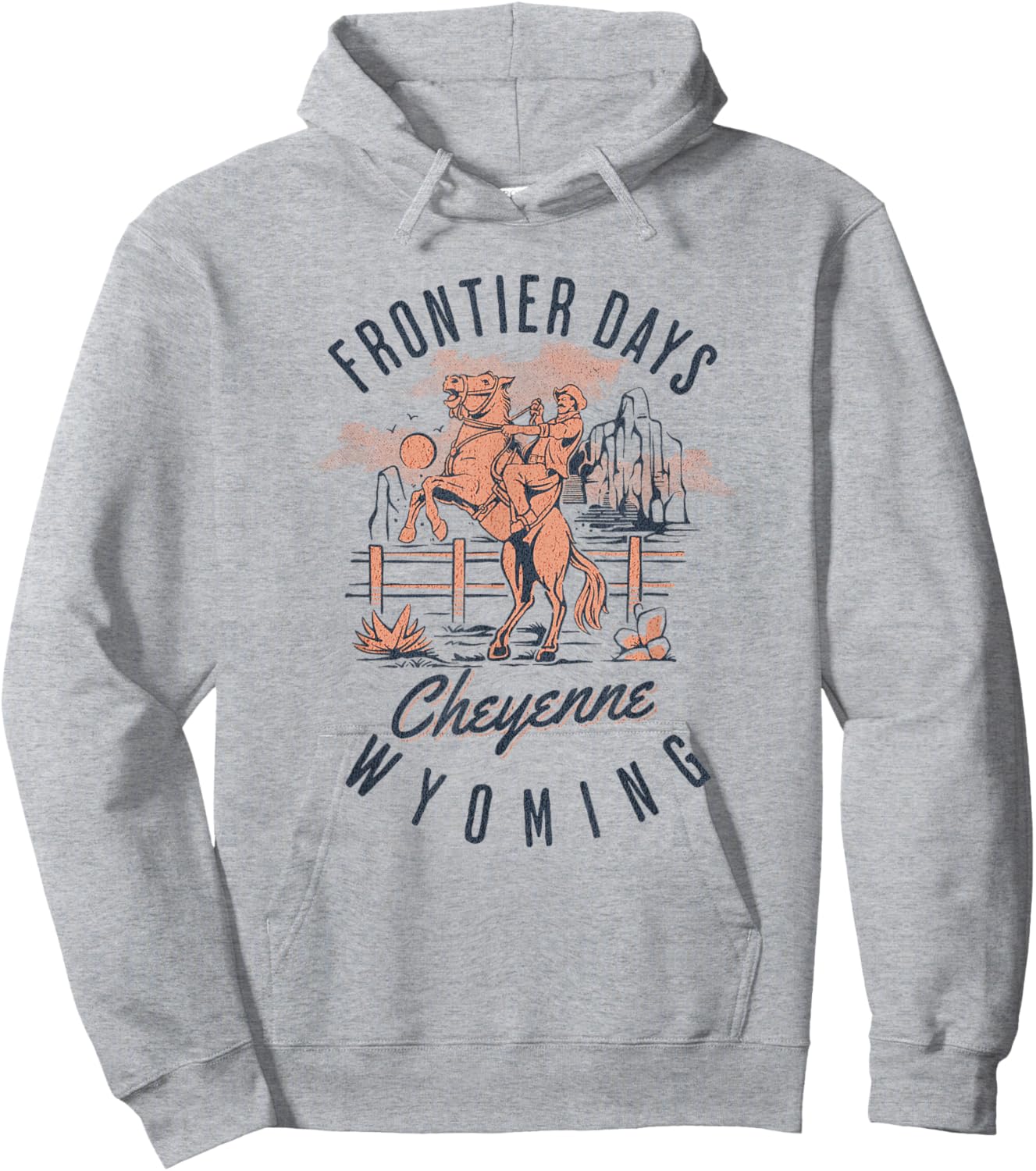 Cheyenne Wyoming Cowboys and Horse Frontier Days Hoodie - Hoodie | Ash