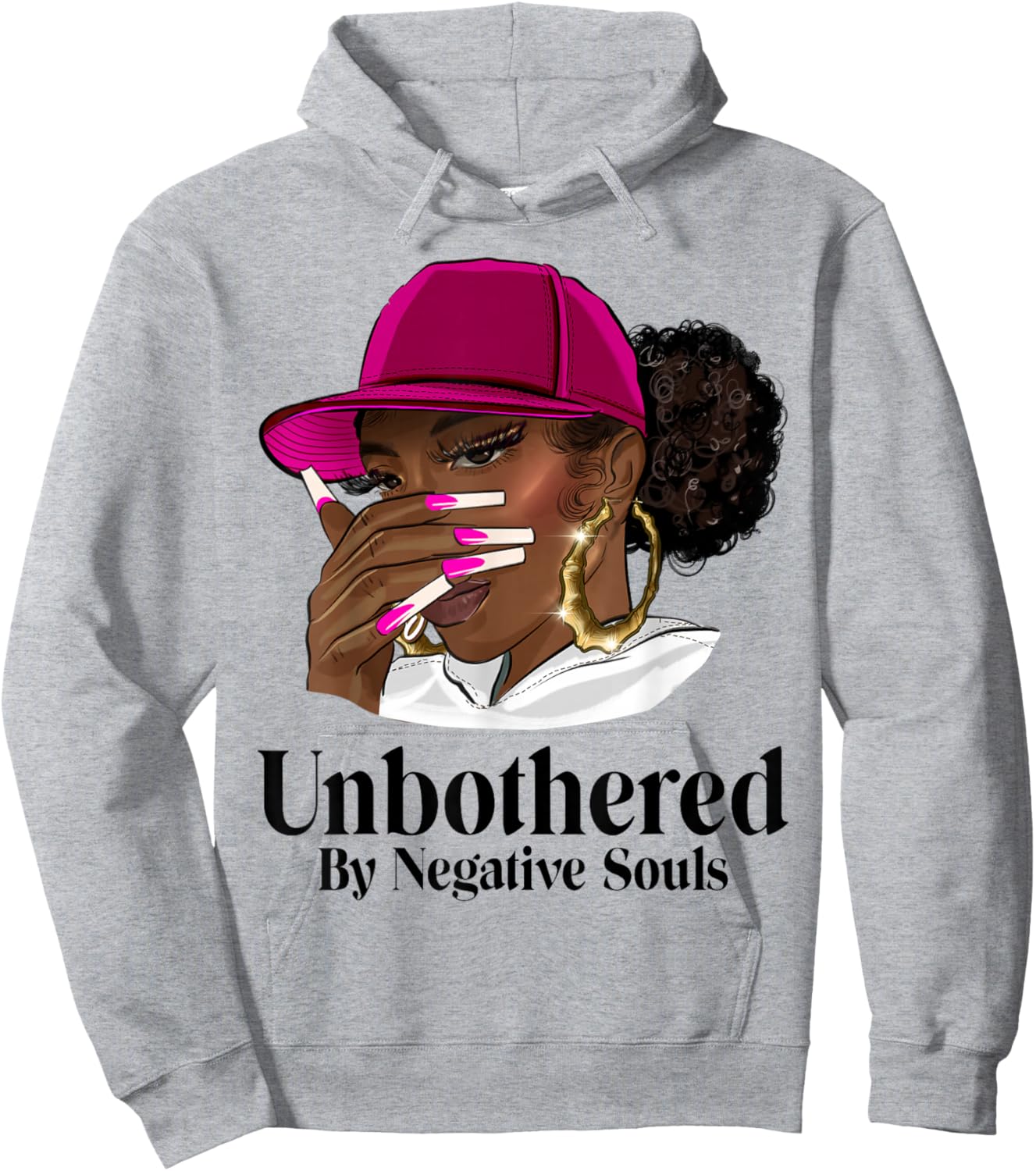 Unbothered Black Woman With Cap African American Afro Queen Hoodie - Hoodie | Ash