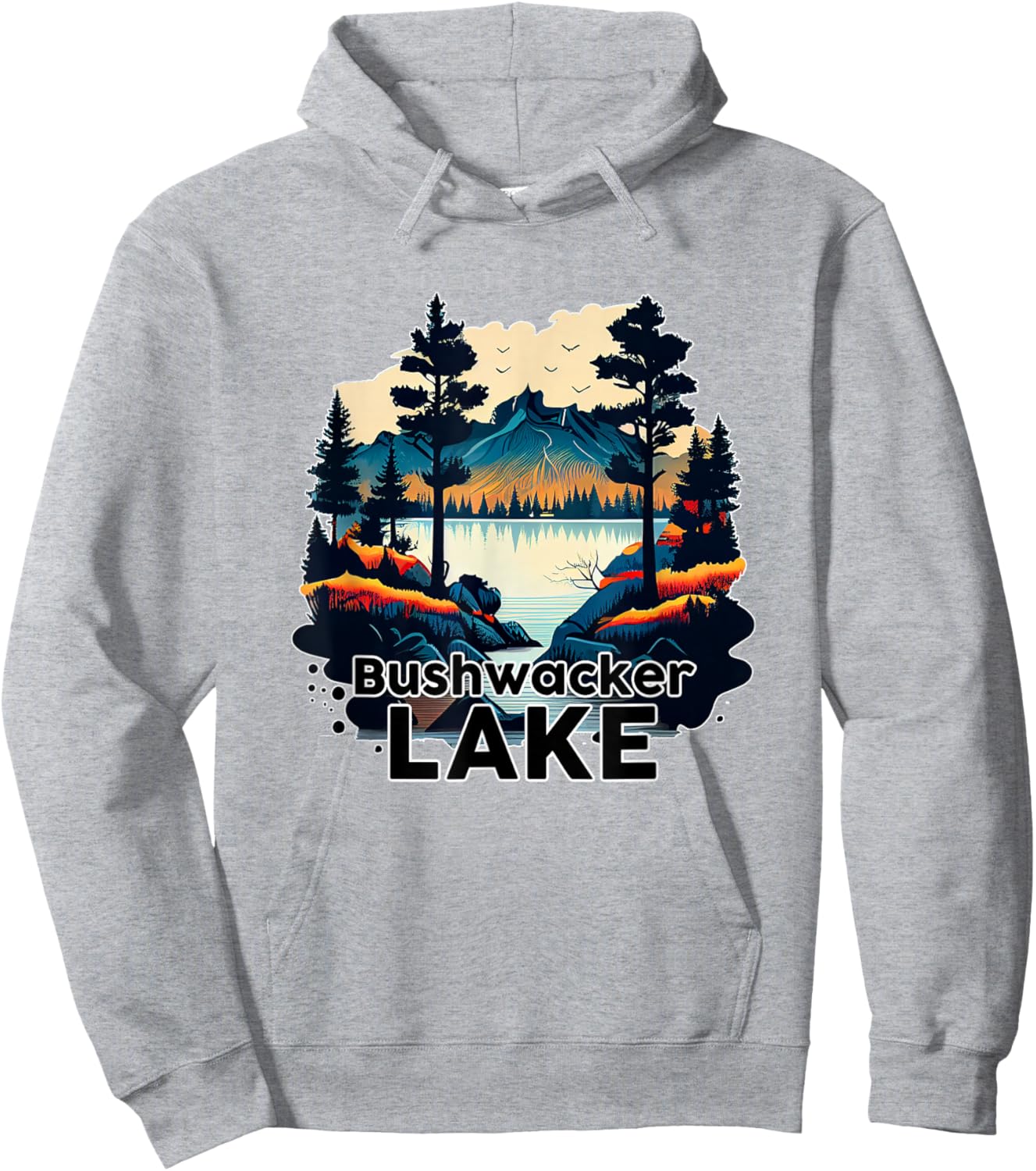 Bushwacker Lake Retro Minimalist Lake Bushwacker Hoodie - Hoodie | Ash