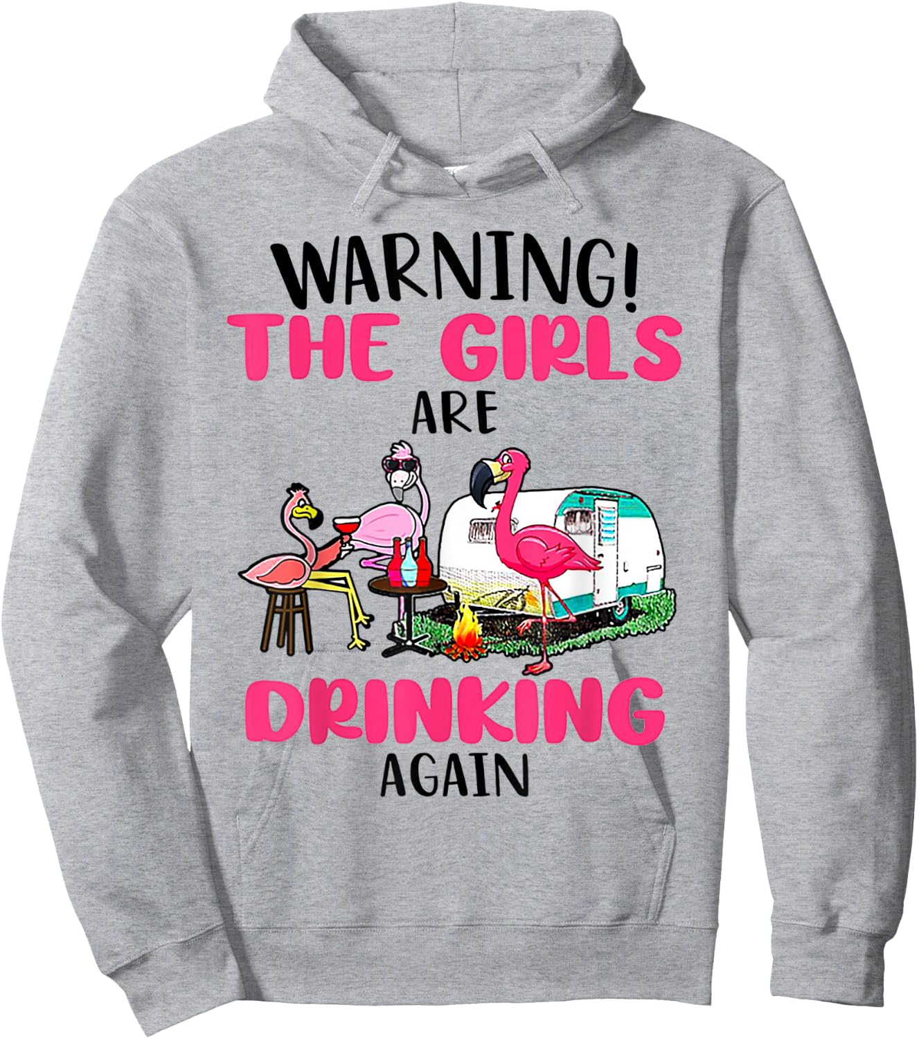 Warning The Girls Are Drinking Again Flamingo Hoodie - Hoodie | Ash