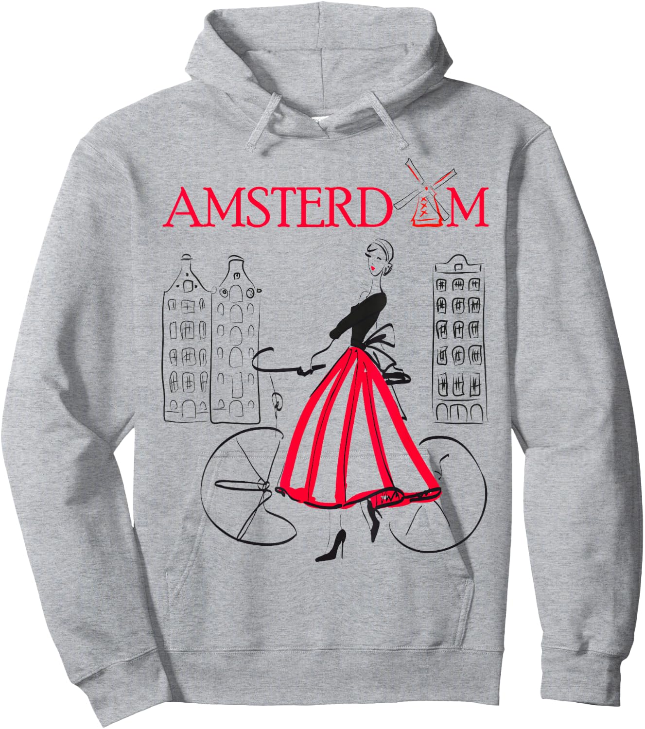 Amsterdam Woman - Amsterdam Bicycle - 5 Colors Hoodie - Hoodie | Ash