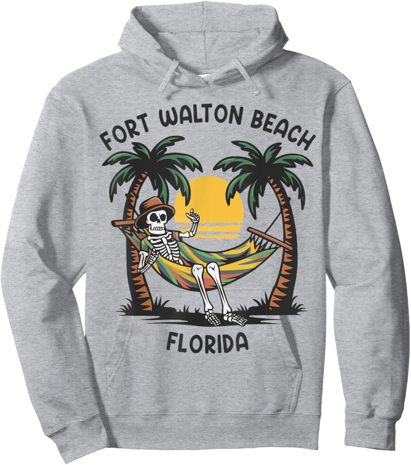 Vintage Fort Walton Beach Florida Palms FL Sunset Funny Men Women Hoodie - Hoodie | Ash