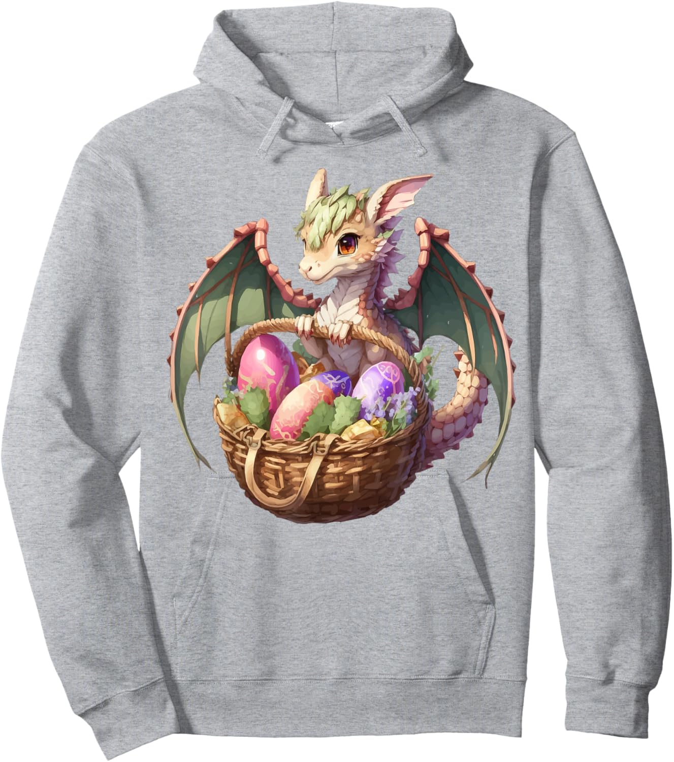 Dragon Girl Lover Easter Eggs Basket Kids Cute Girls Theme Hoodie - Hoodie | Ash