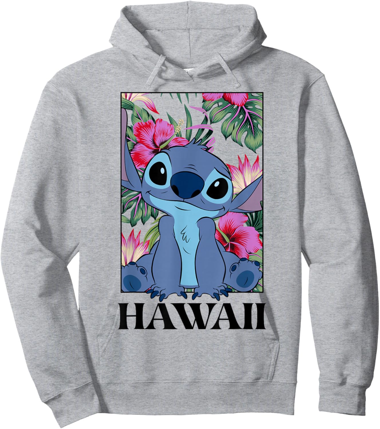 Disney Lilo & Stitch Hawaii Hibiscus Cute Floral Portrait Hoodie - Hoodie | Ash