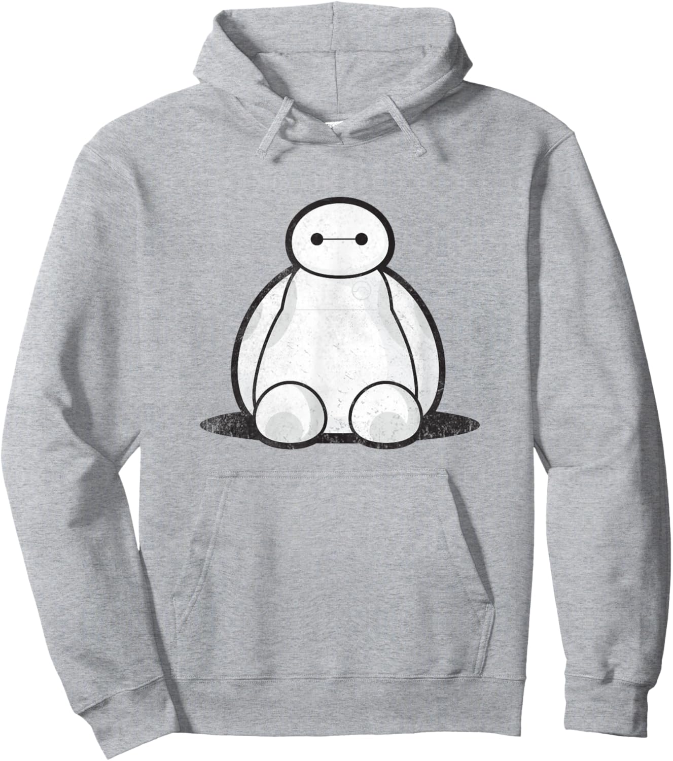 Disney Big Hero 6 Cute Baymax Sitting Distressed Shot Hoodie - Hoodie | Ash