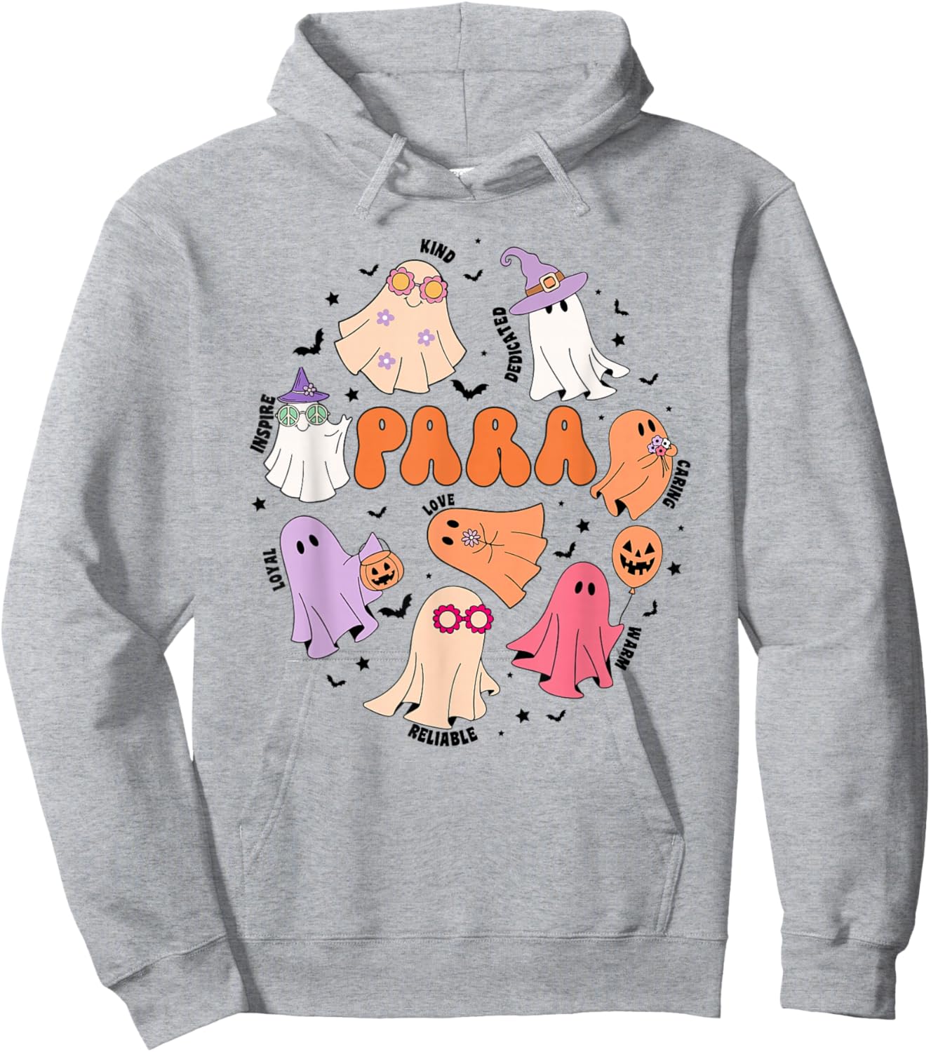 Groovy PARA Ghosts Retro Parapro Halloween Paraprofessional Hoodie - Hoodie | Ash