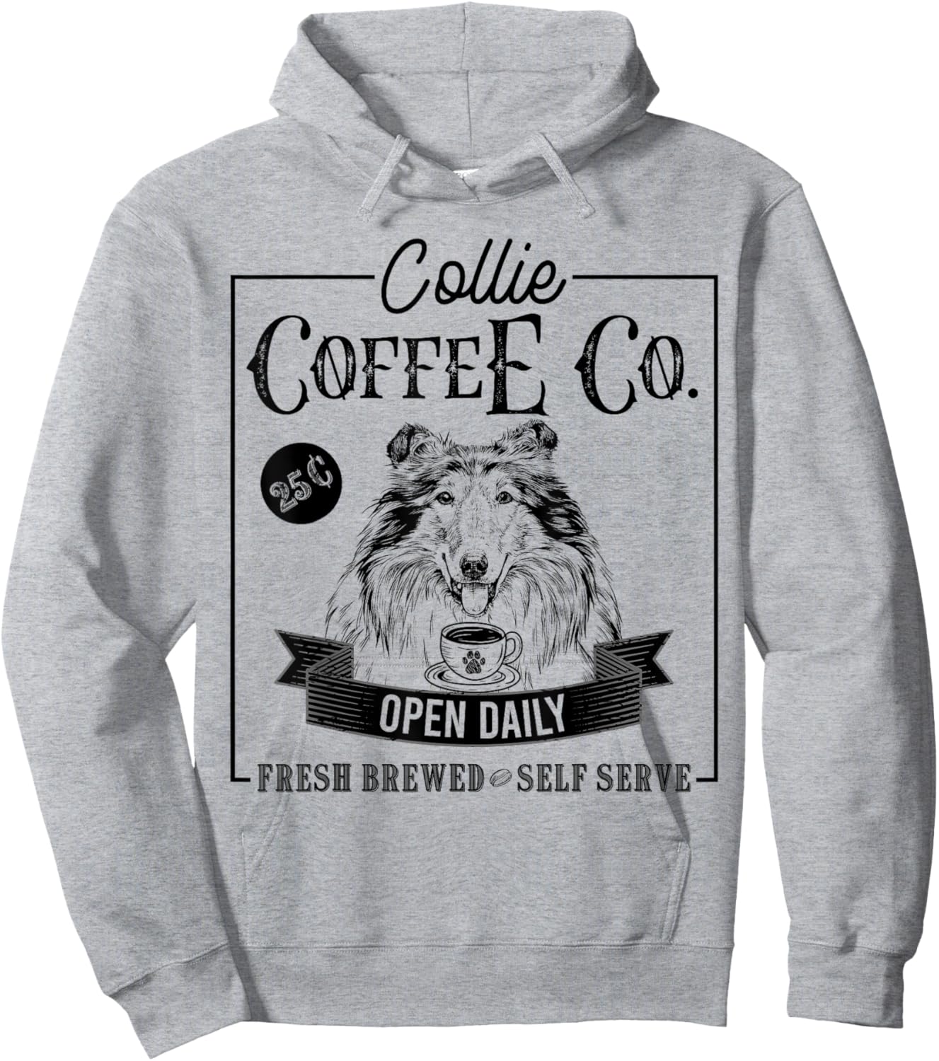 Retro Rough Collie Coffee Funny Dog Mom Coffee Lover Women Girls Kids Hoodie - Hoodie | Ash
